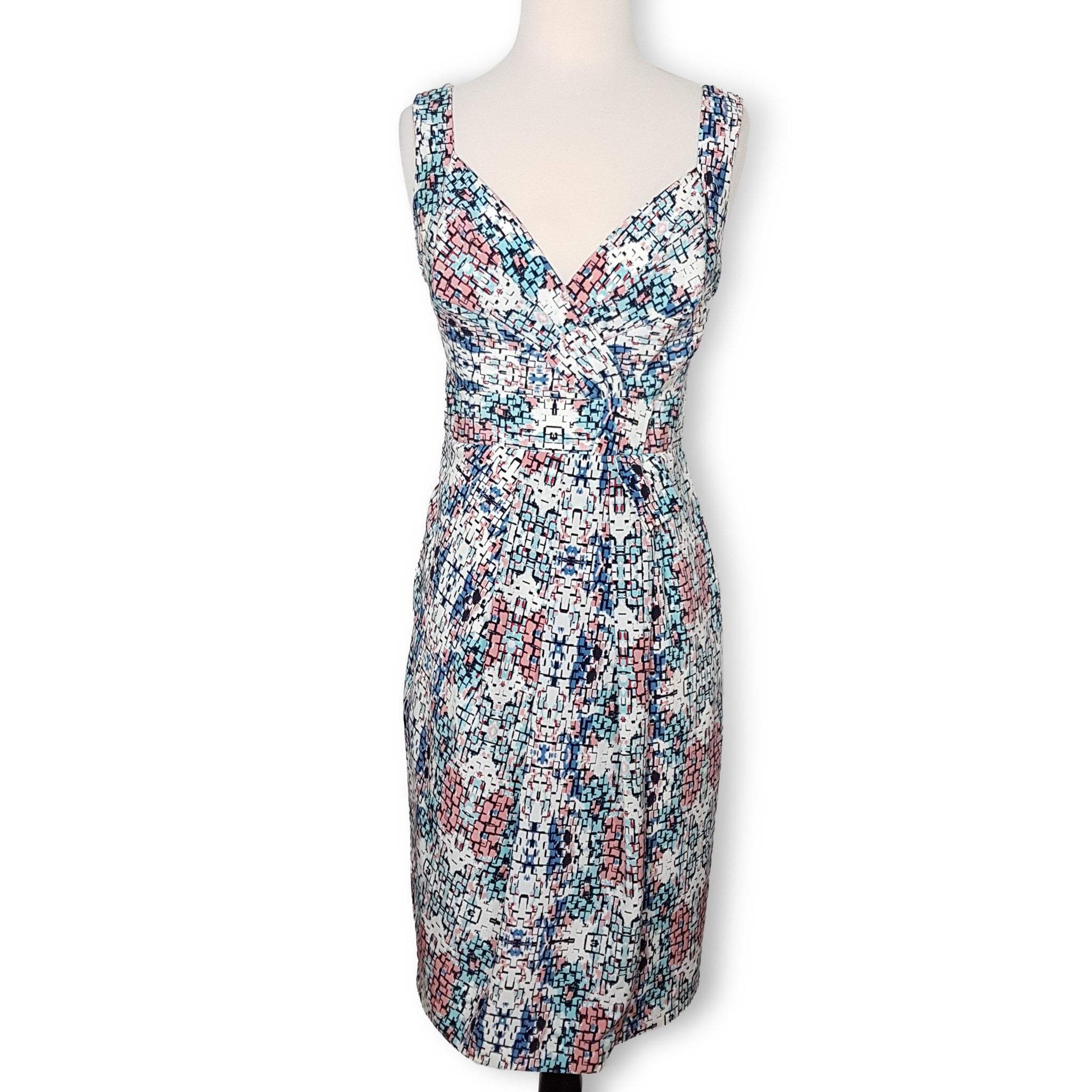Diana Ferrari Sweetheart Sleeveless Sheath Dress Empire Waist Blue White Pink 8