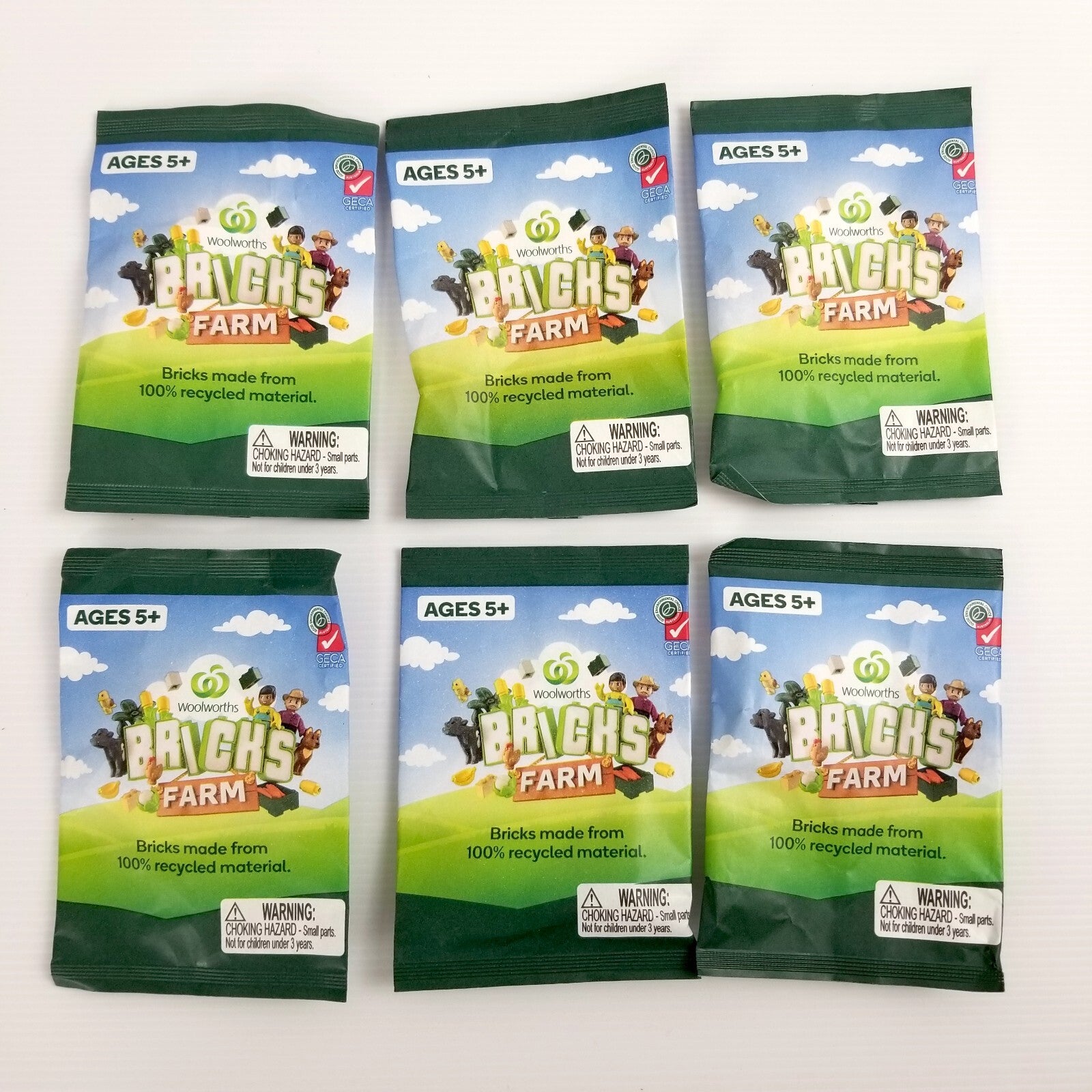 6x Woolworths Bricks Farm Collectible Toys Woolies Collect Build Play New Sealed