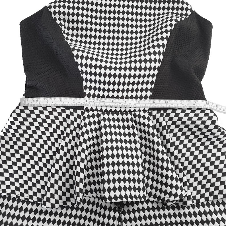 Seduce Top 10 M Blouse Black White Geometric Printed Halter Peplum Work Party