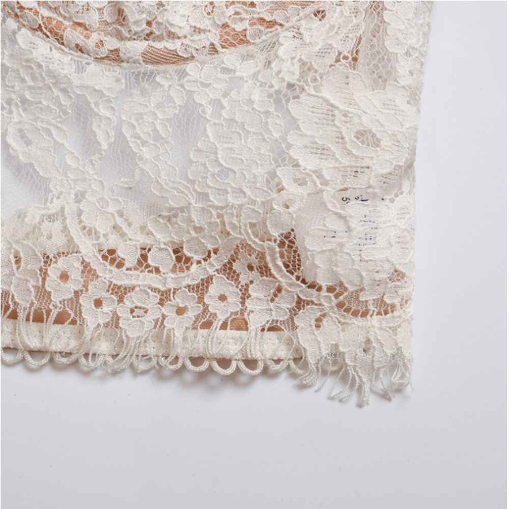 Sexy Lace White Women's Camisole Bra Underwire Backless Crop Top Lingerie Large