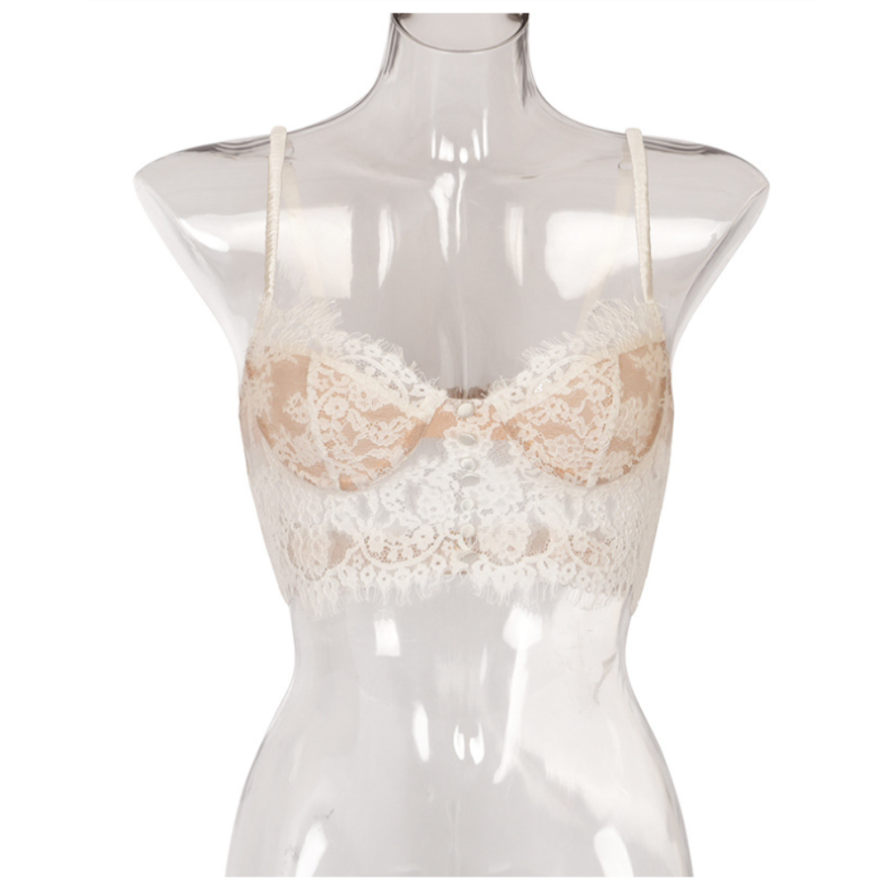 Sexy Lace White Women's Camisole Bra Underwire Backless Crop Top Lingerie Large