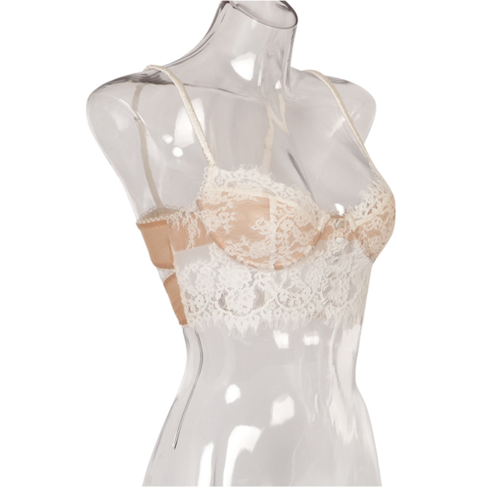 Sexy Lace White Women's Camisole Bra Underwire Backless Crop Top Lingerie Large