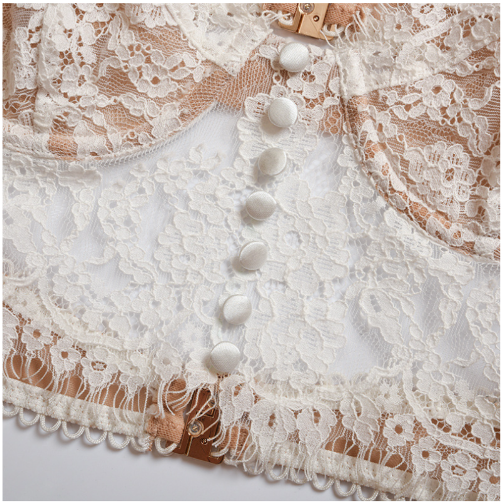 Sexy Lace White Women's Camisole Bra Underwire Backless Crop Top Lingerie Large