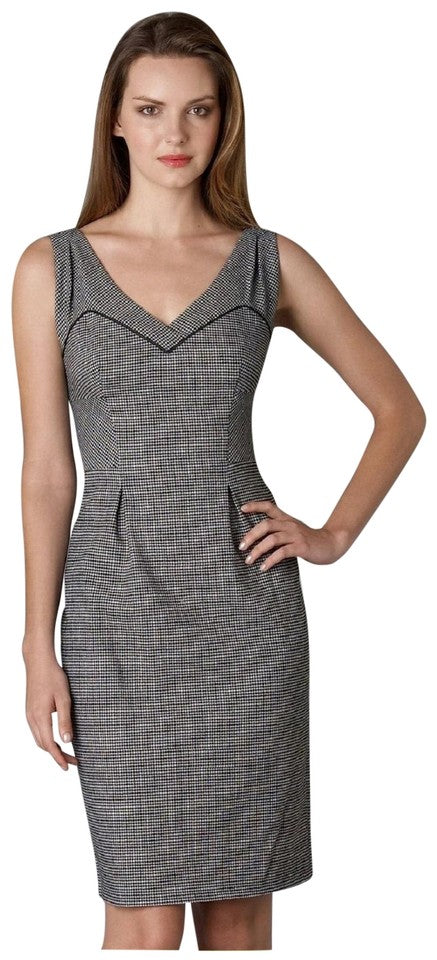 Diane Von Furstenberg Raisa Wool Black White Houndstooth Sleeveless Dress Size 4