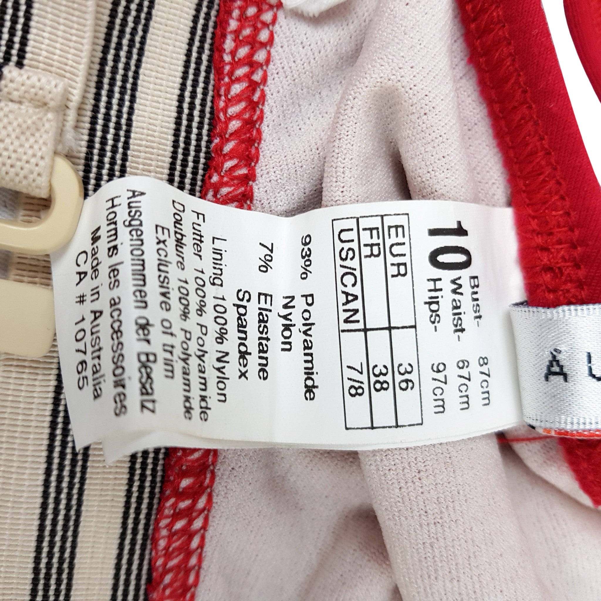 Seafolly Australia Red Triangle Bikini Top Swimwear Elasticised Stretch Size 10