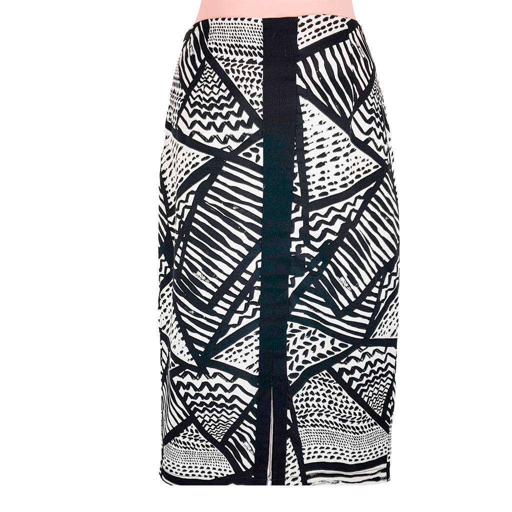 PORTMANS Work Party Pencil Skirt Black White Geometric Patterned Abstract Art