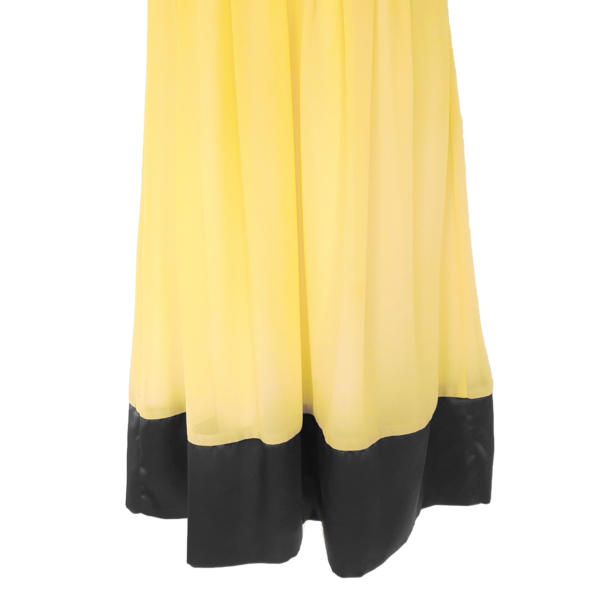 REVIEW Yellow Black Satin Chiffon Sleeveless Dress Cocktail Party Formal Wedding
