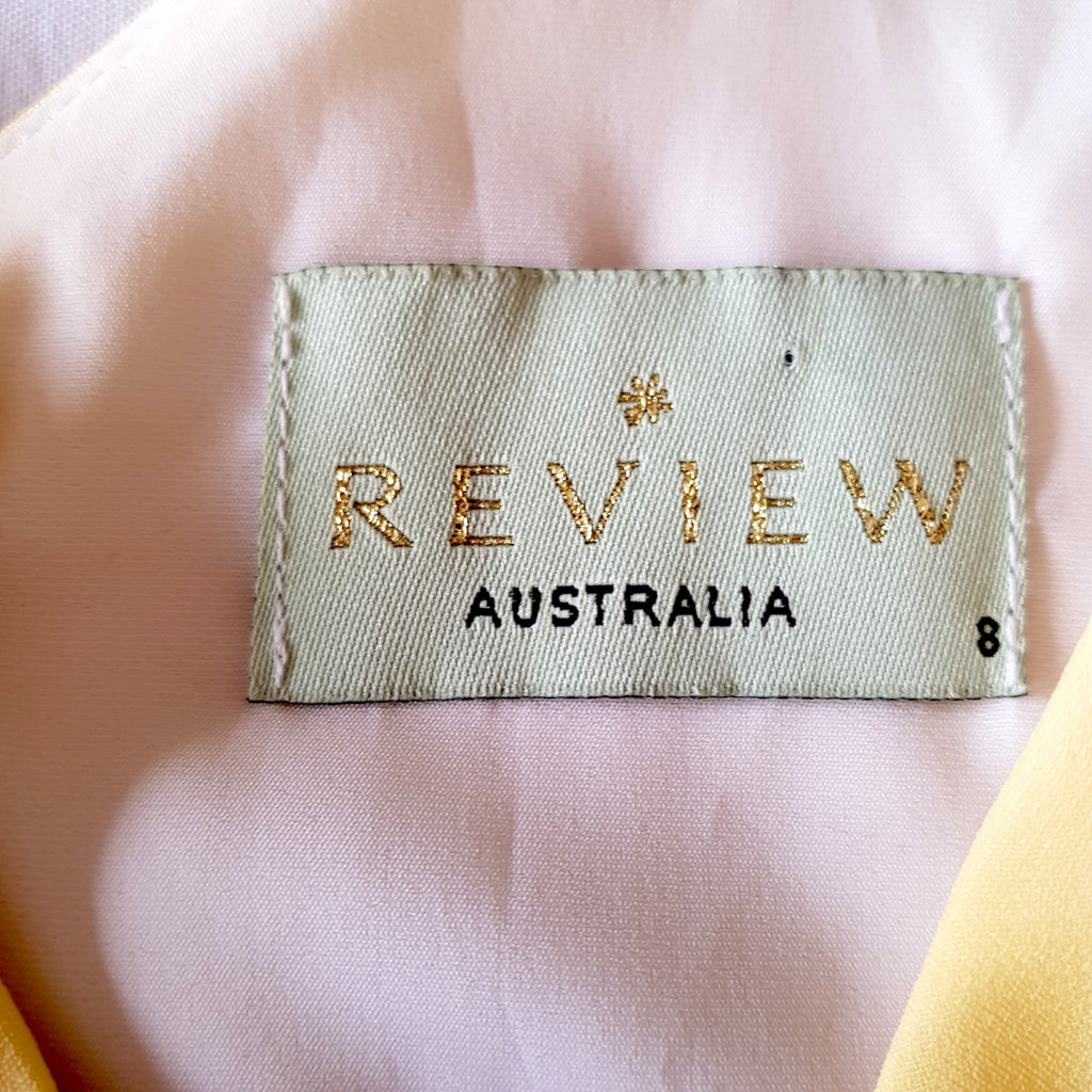 REVIEW Yellow Black Satin Chiffon Sleeveless Dress Cocktail Party Formal Wedding