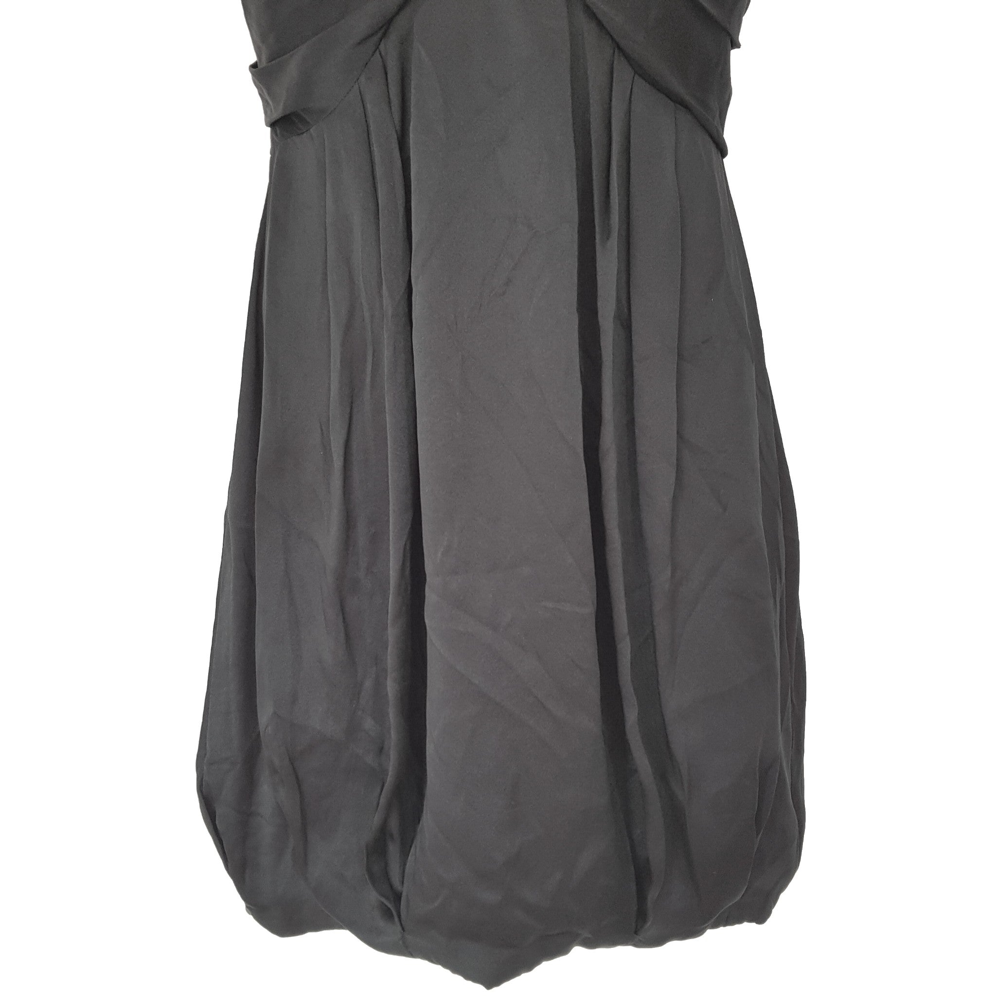 ARMANI EXCHANGE Little Black Sleeveless Women's A-Line Bubble Silk Dress V-Neck