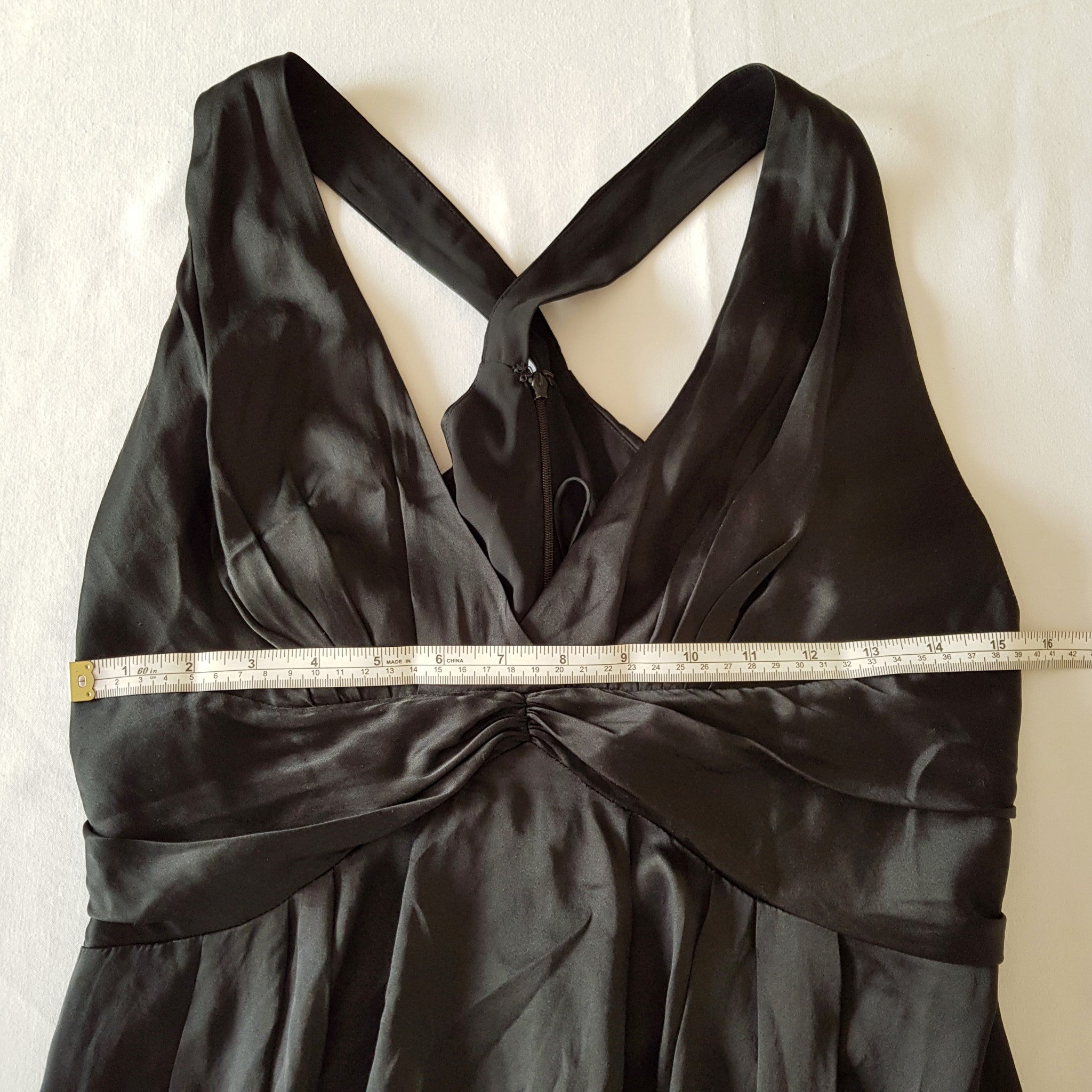 ARMANI EXCHANGE Little Black Sleeveless Women's A-Line Bubble Silk Dress V-Neck
