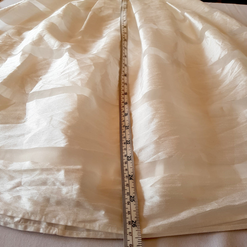 FOREVER NEW Designer White Mesh Semi-Transparent Striped Pleated A-Line Skirt 6