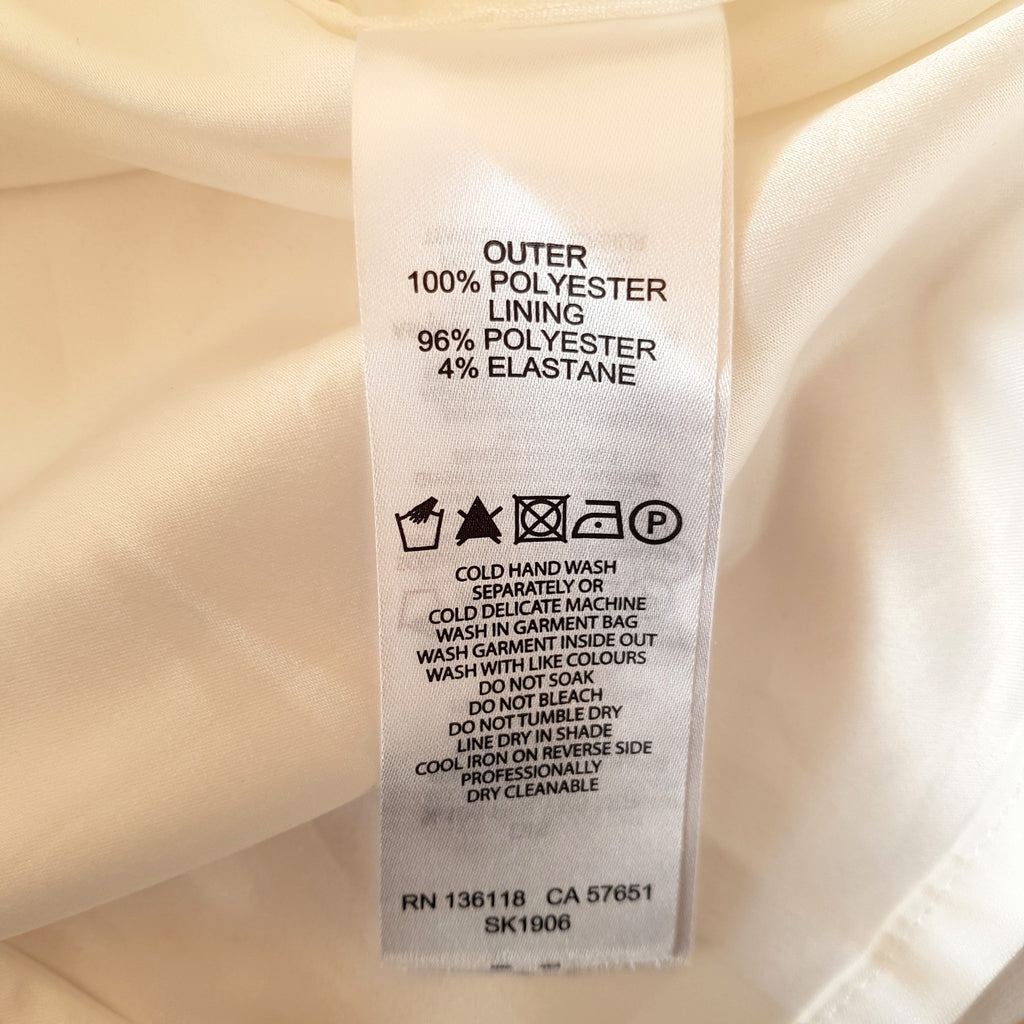 FOREVER NEW Designer White Mesh Semi-Transparent Striped Pleated A-Line Skirt 6