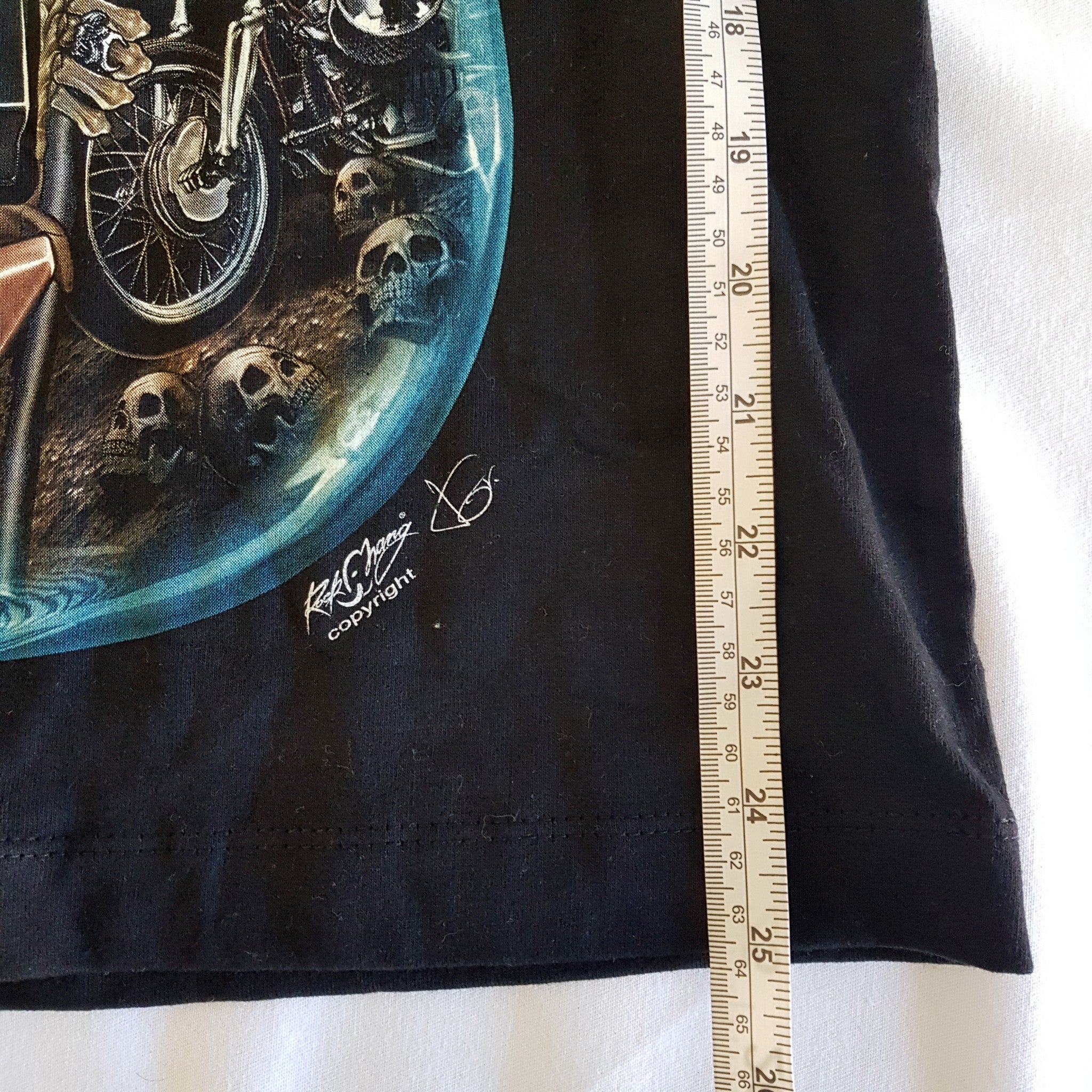 Rock Chang Black Guitar Skull Rock & Roll Skeletons Heavy Metal T-Shirt Men's S