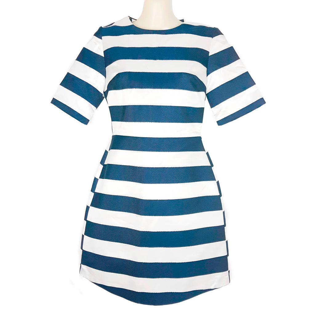Topshop Blue White Striped Sheath Mini Dress Short Sleeve Workwear Party Club