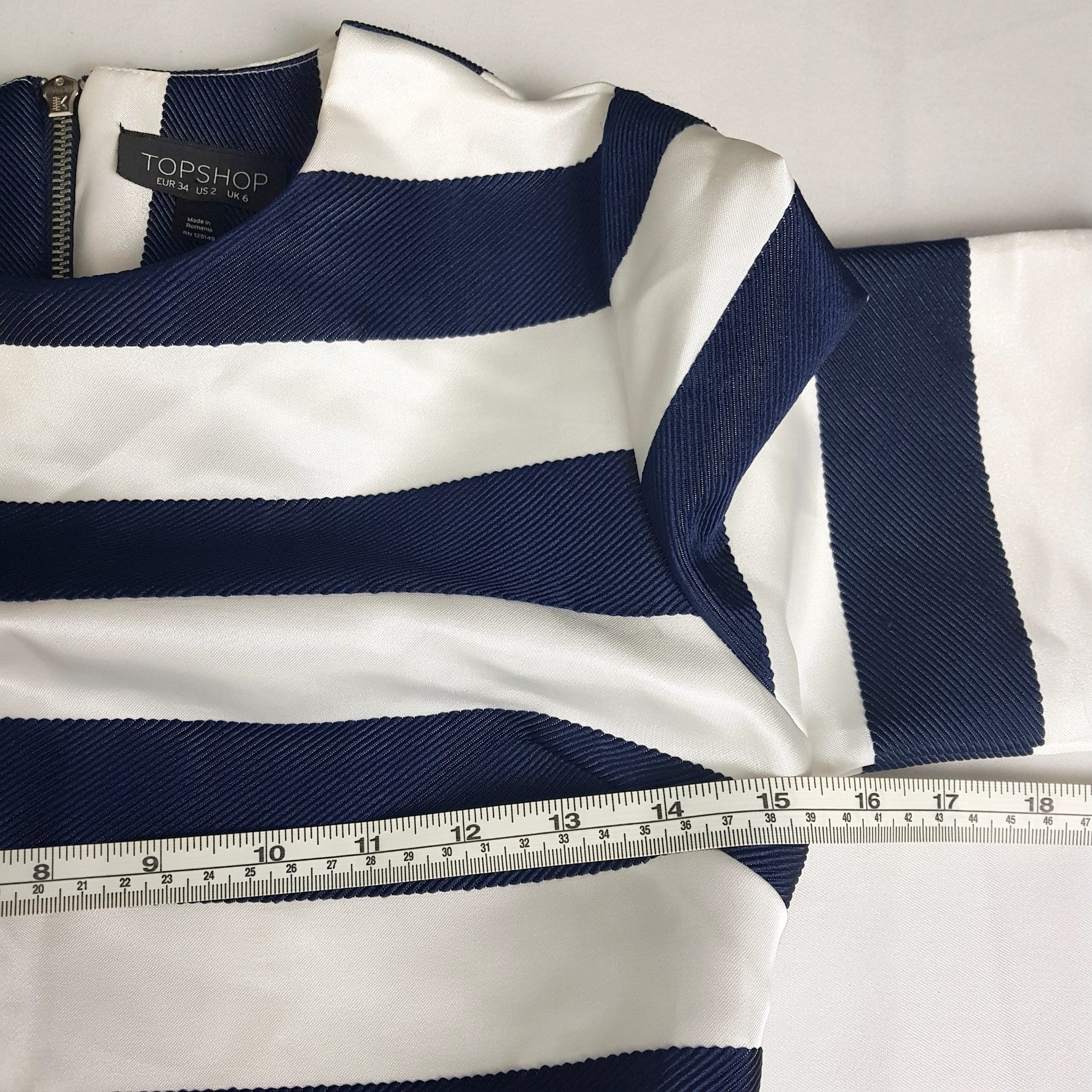 Topshop Blue White Striped Sheath Mini Dress Short Sleeve Workwear Party Club