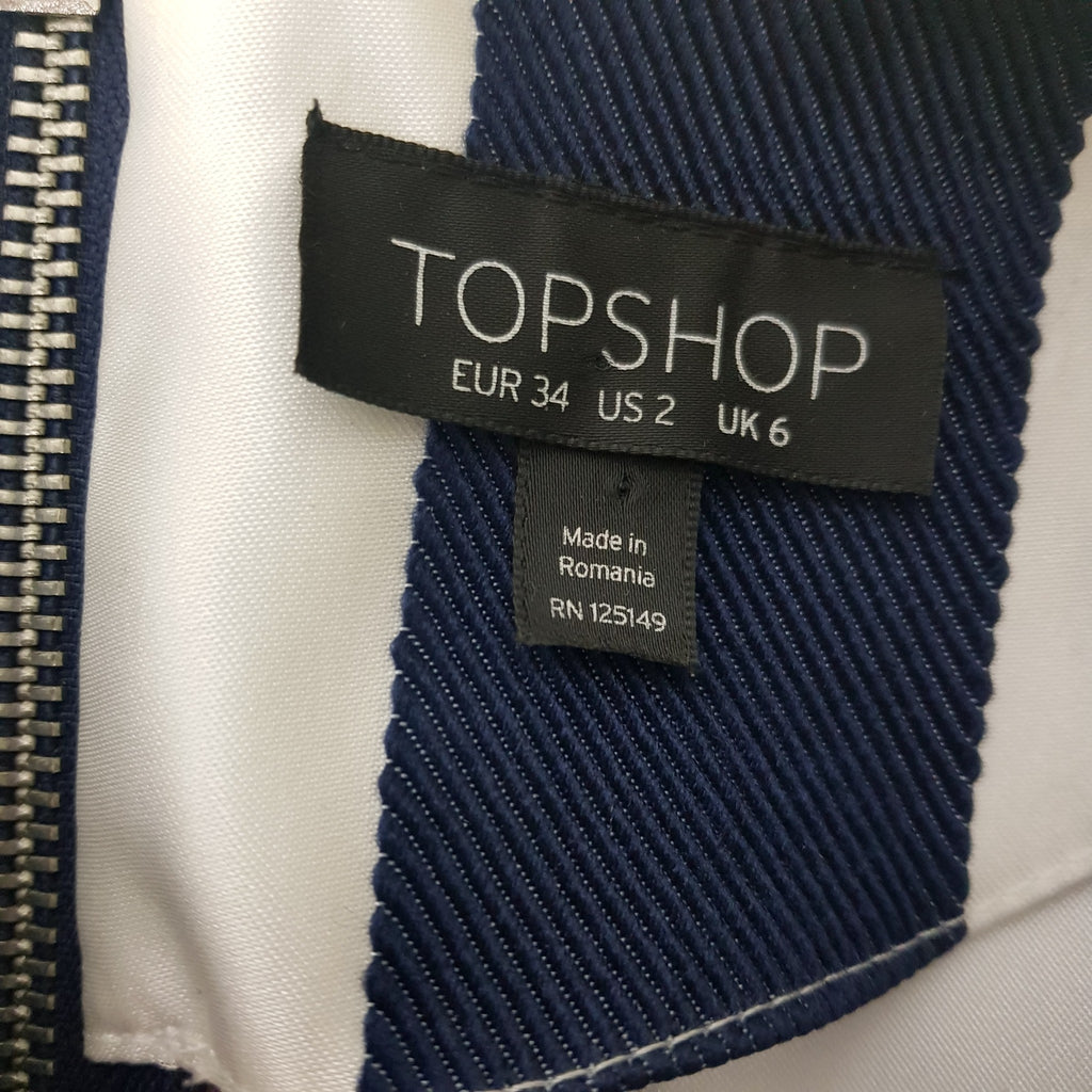 Topshop Blue White Striped Sheath Mini Dress Short Sleeve Workwear Party Club