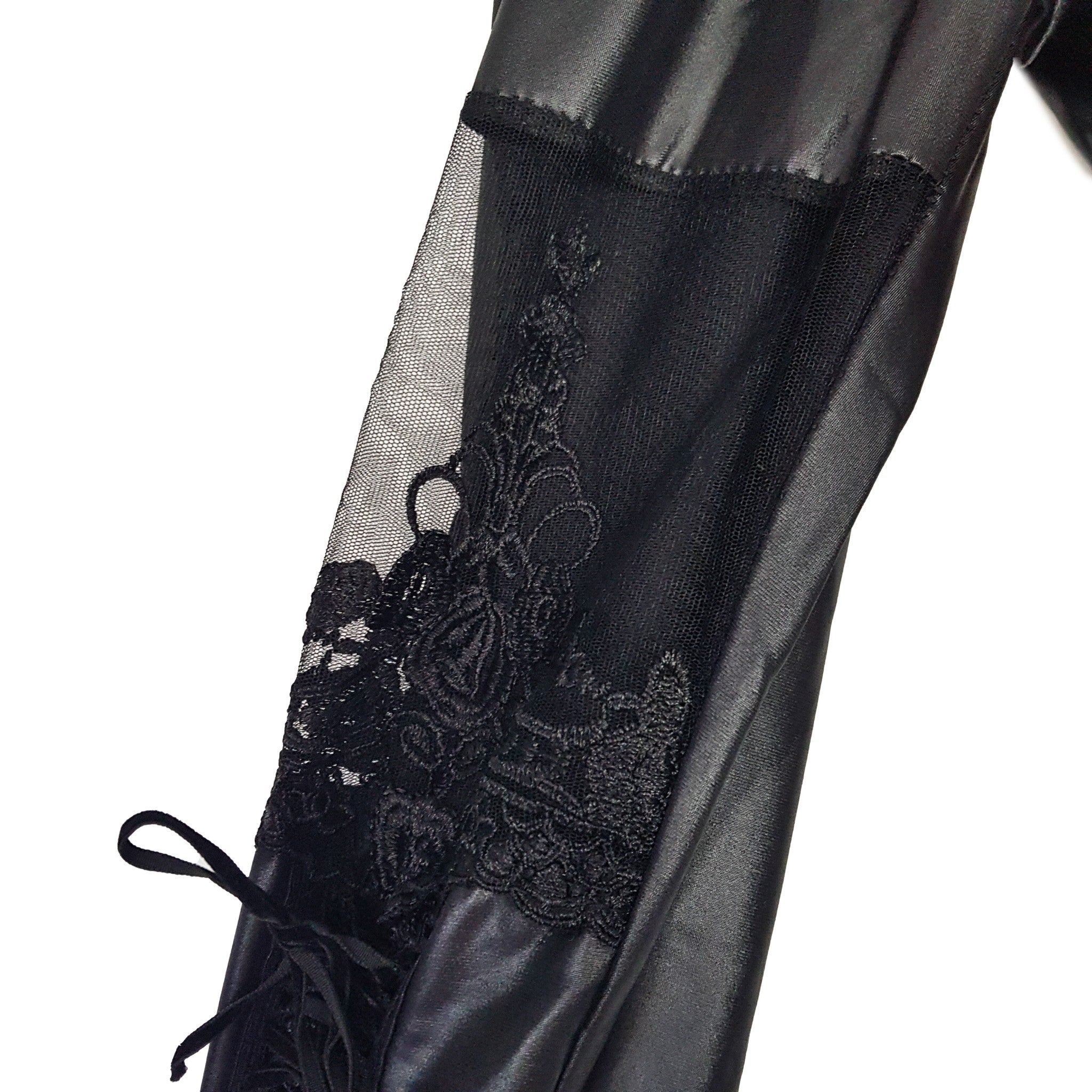 Women's Black Satin Lace Slim Fit Fashion Pants Elastic Waist Pullover Jeggings