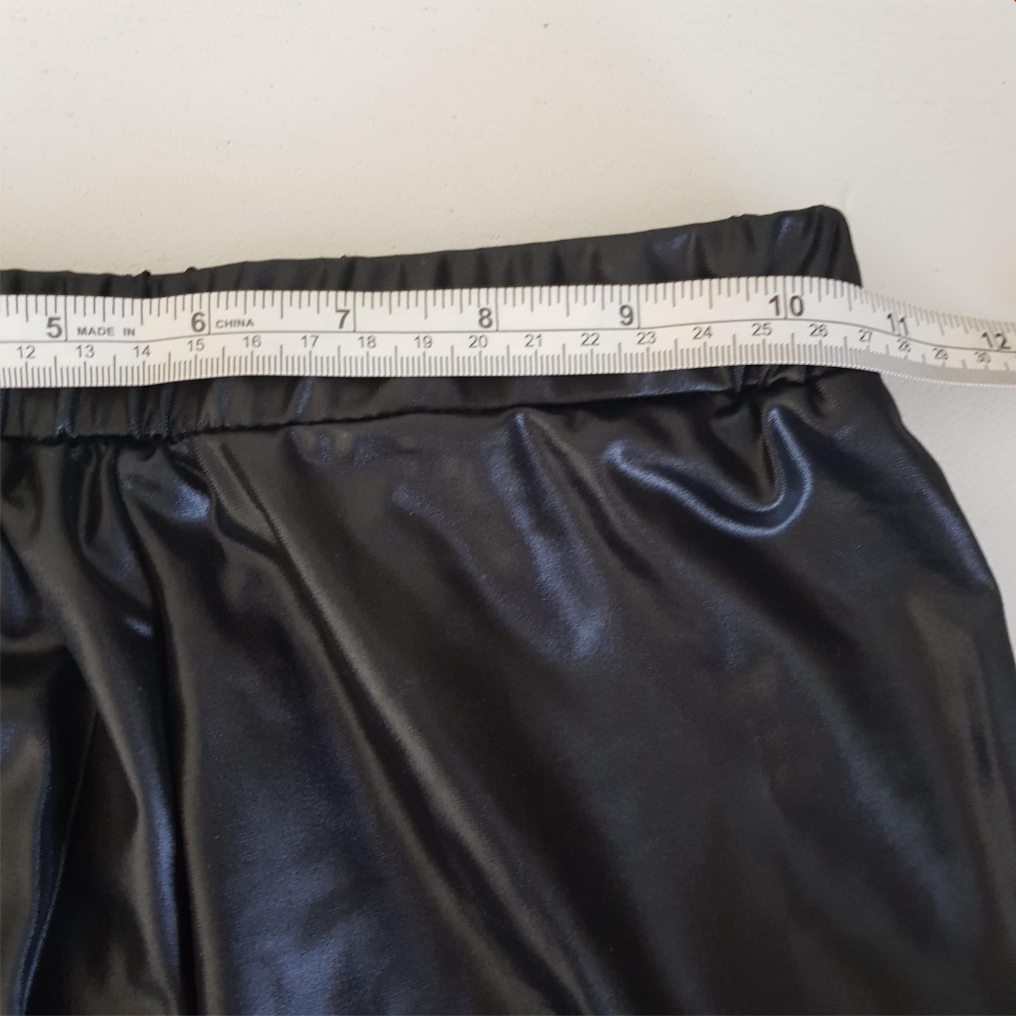 Women's Black Satin Lace Slim Fit Fashion Pants Elastic Waist Pullover Jeggings
