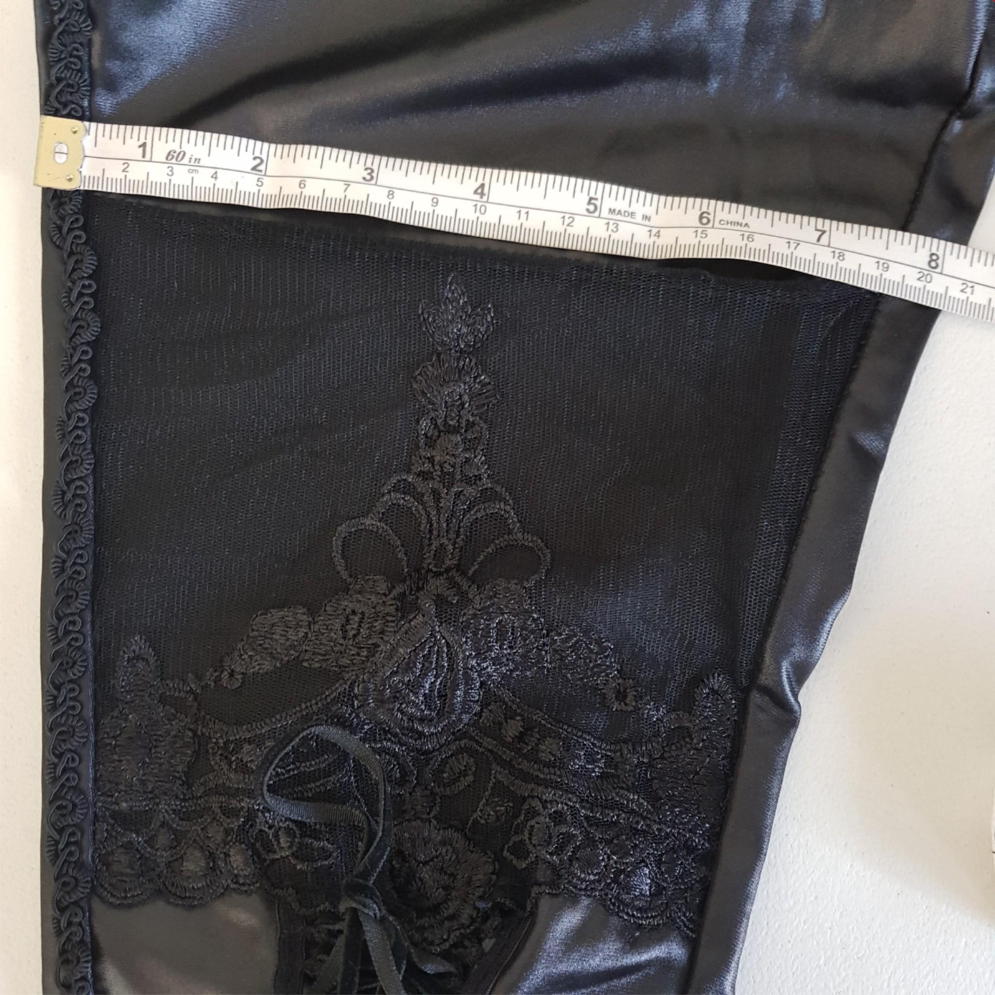 Women's Black Satin Lace Slim Fit Fashion Pants Elastic Waist Pullover Jeggings