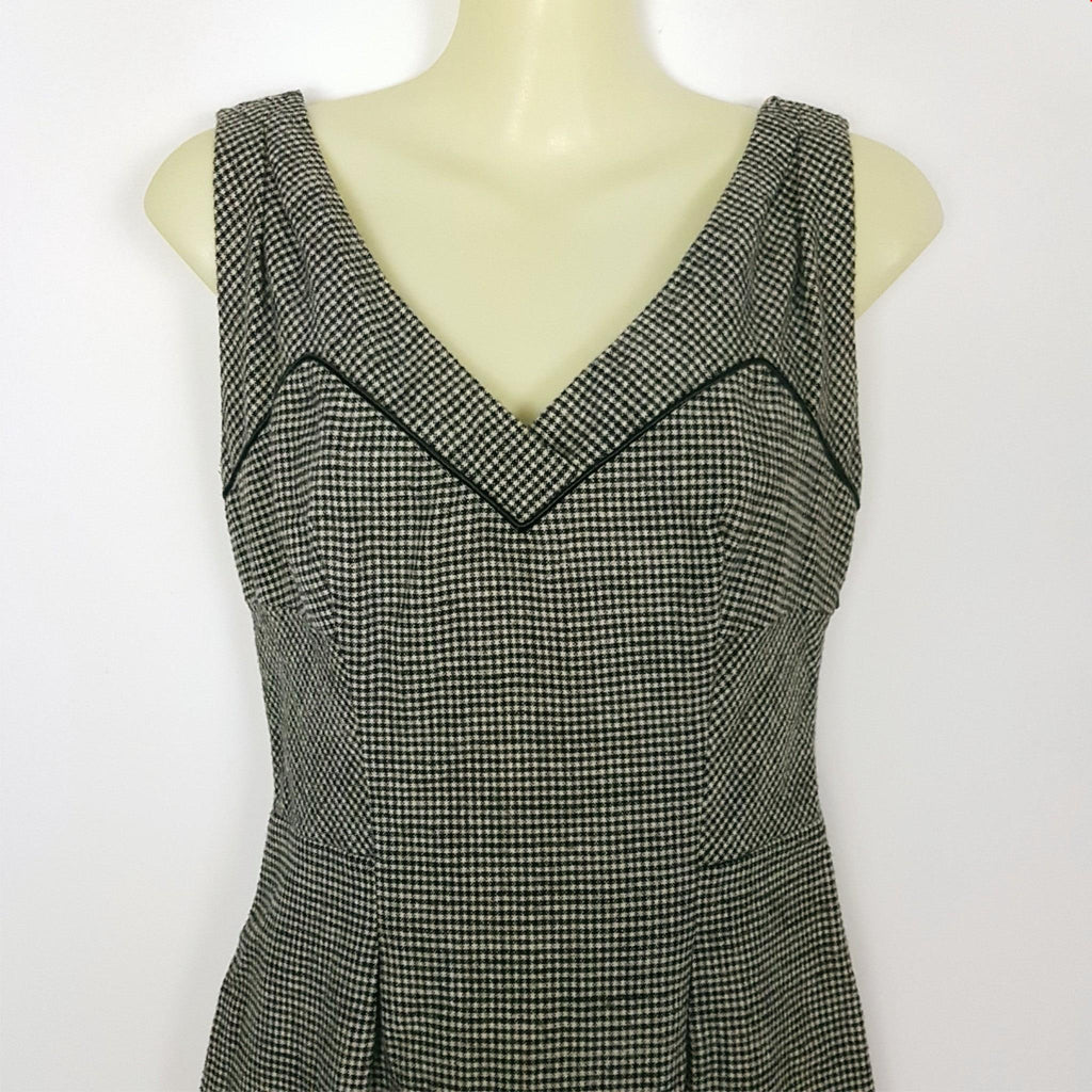 Diane Von Furstenberg Raisa Wool Black White Houndstooth Sleeveless Dress Size 4