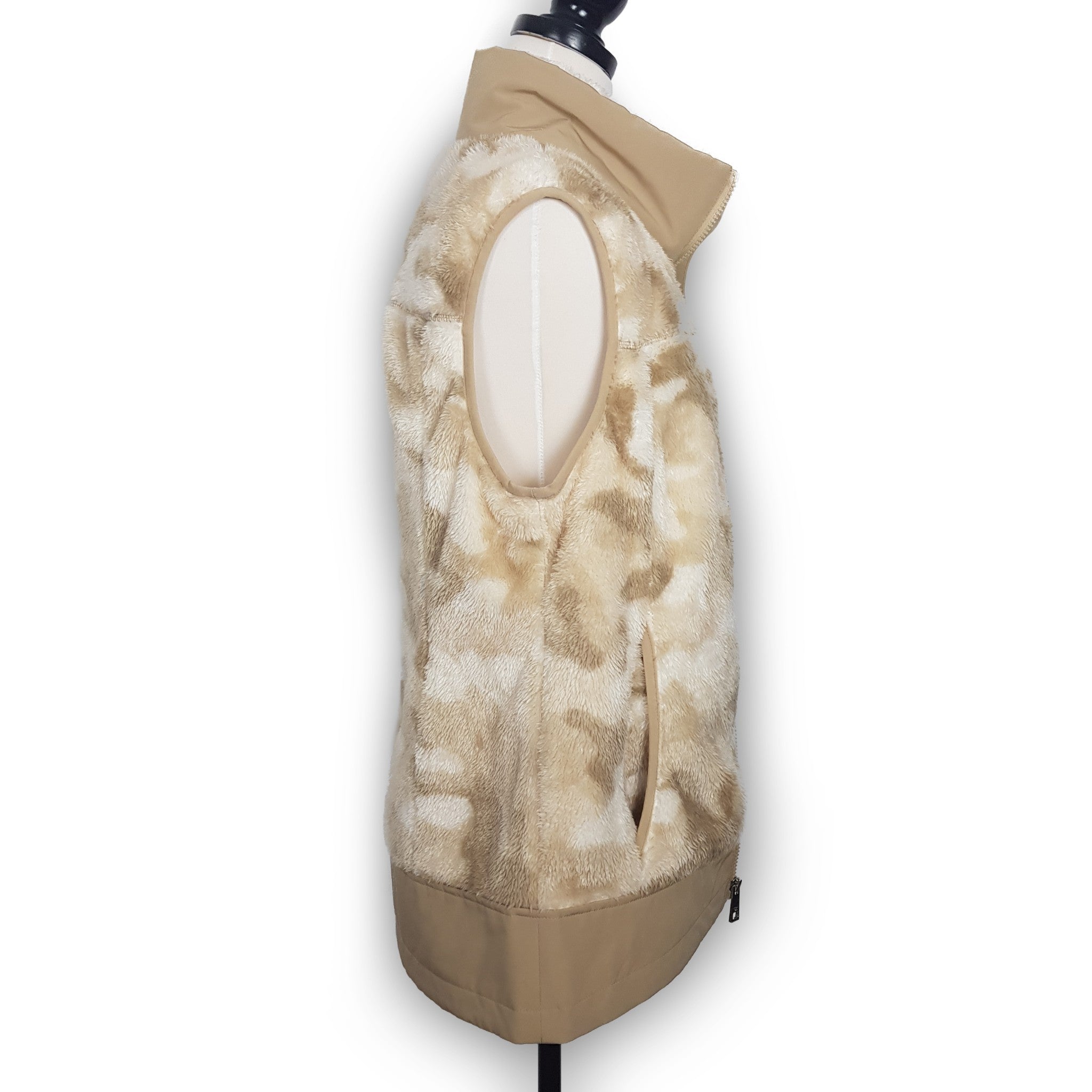 Michael Kors Women's Camouflage Vest Beige White Designer Fleece Outerwear NEW
