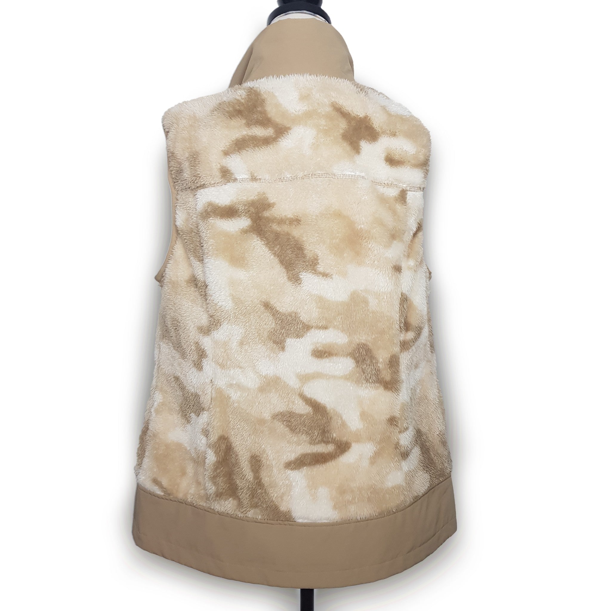 Michael Kors Women's Camouflage Vest Beige White Designer Fleece Outerwear NEW