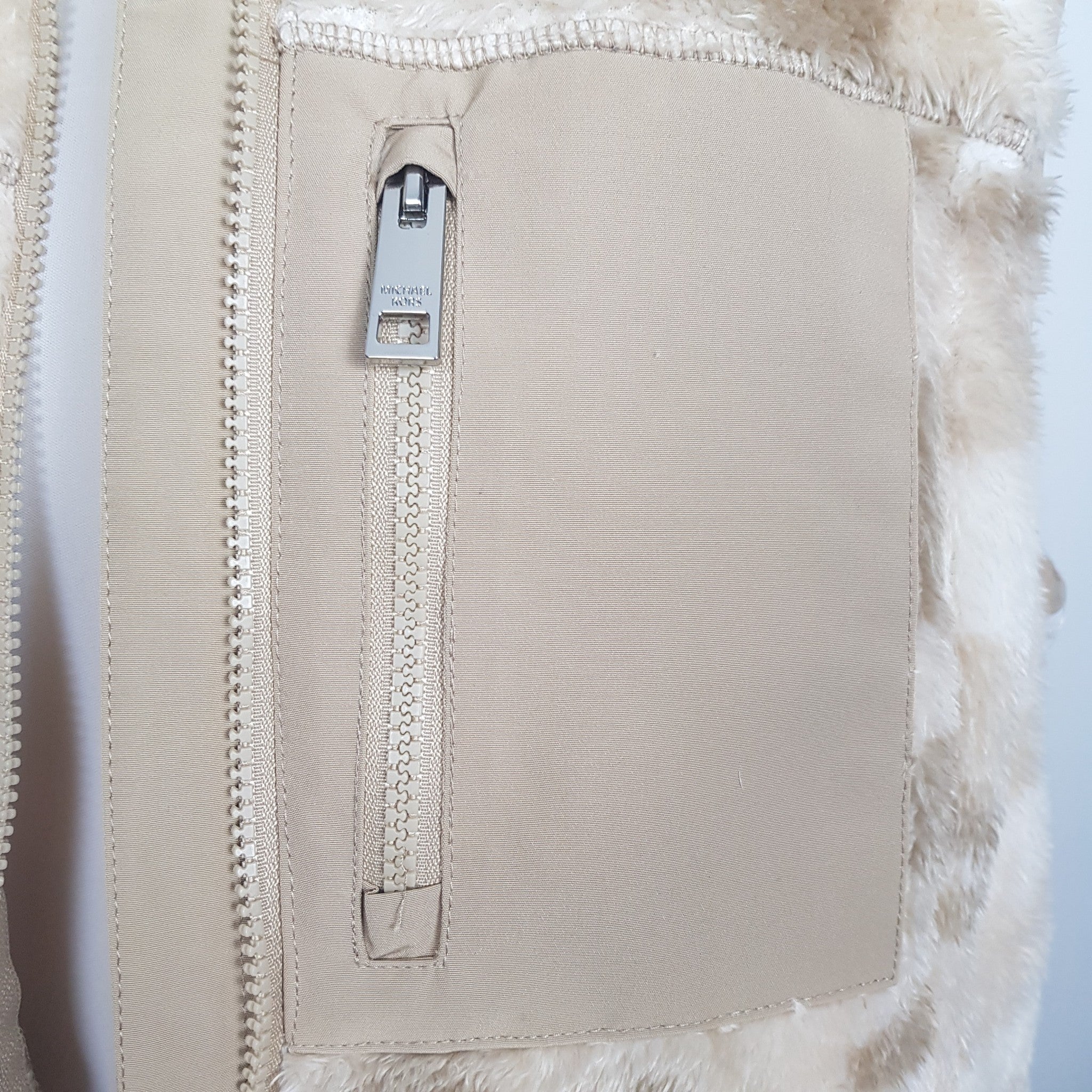 Michael Kors Women's Camouflage Vest Beige White Designer Fleece Outerwear NEW