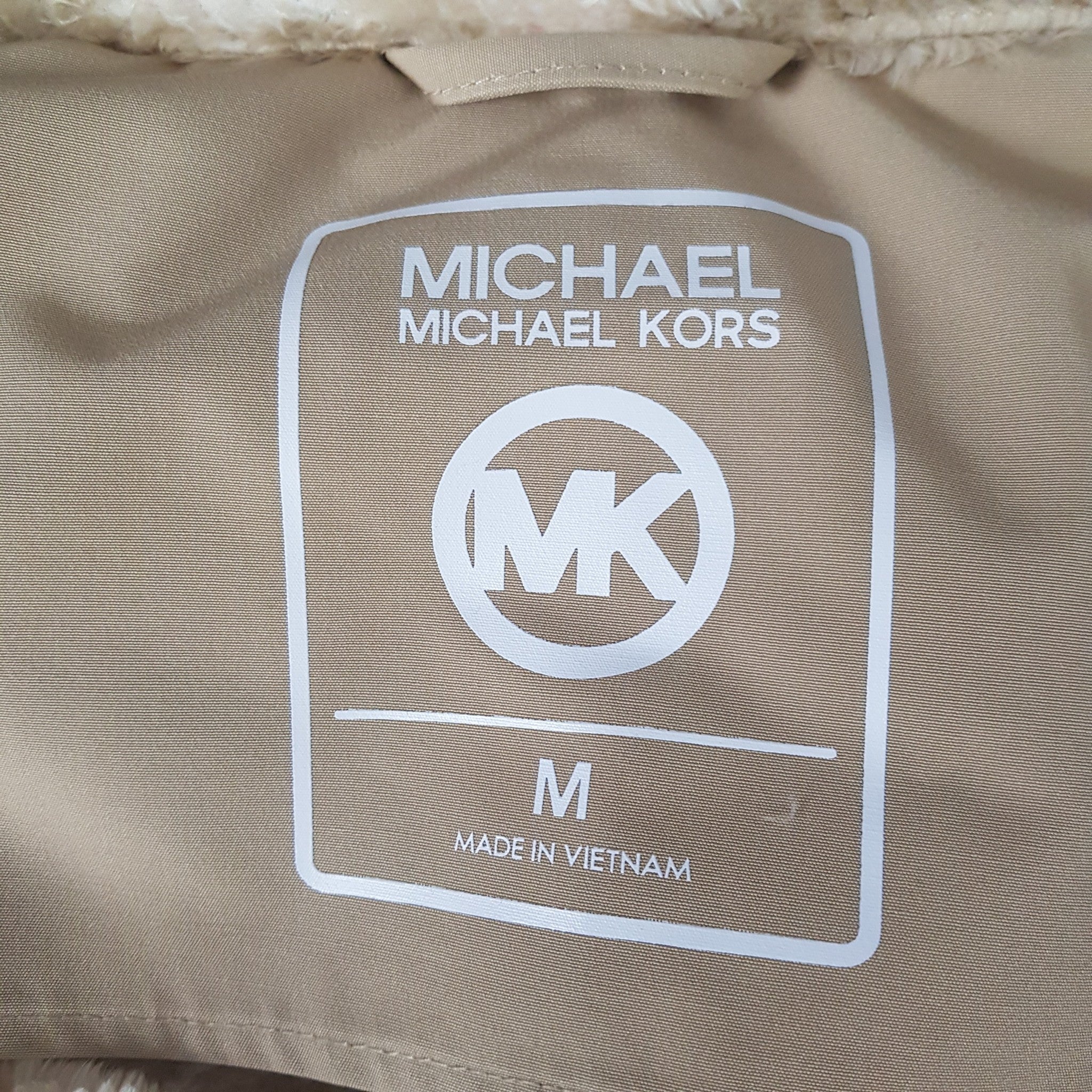 Michael Kors Women's Camouflage Vest Beige White Designer Fleece Outerwear NEW