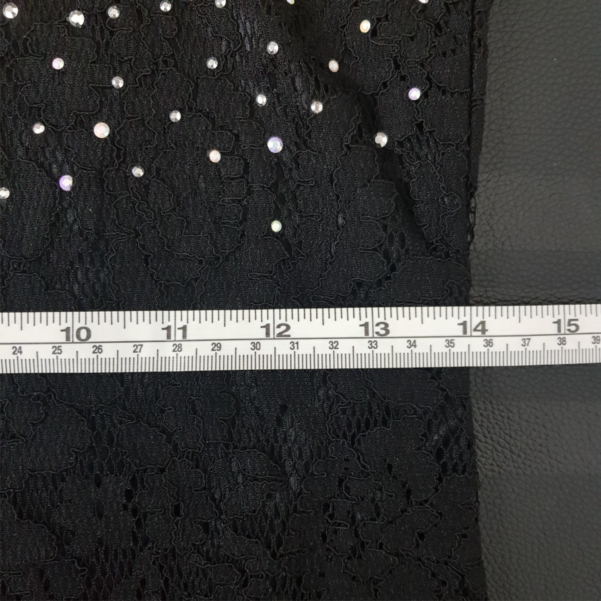 Forcast Black Lace Shiny Diamante Floral Sleeveless Blouse Top Size 4 XXS Petite