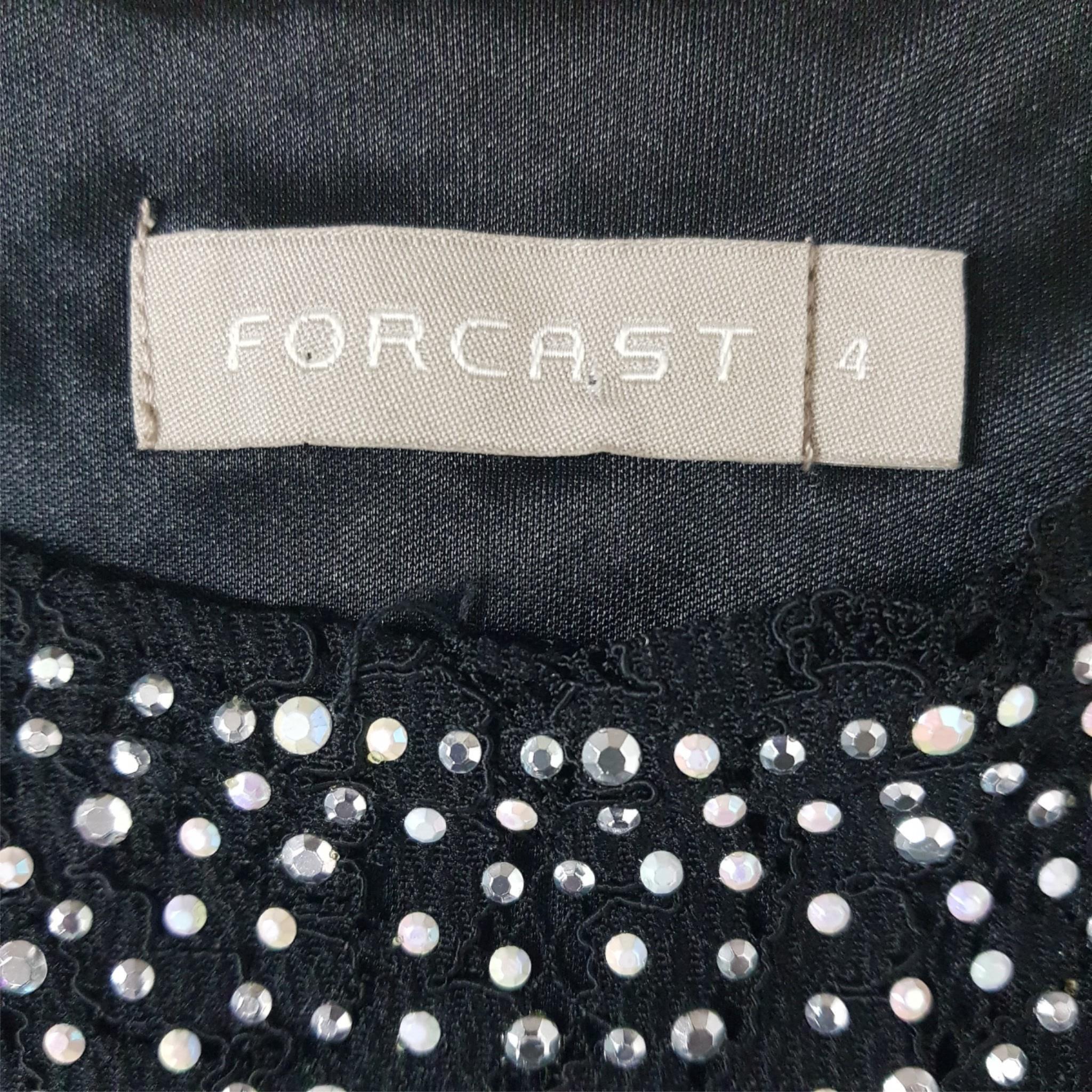 Forcast Black Lace Shiny Diamante Floral Sleeveless Blouse Top Size 4 XXS Petite