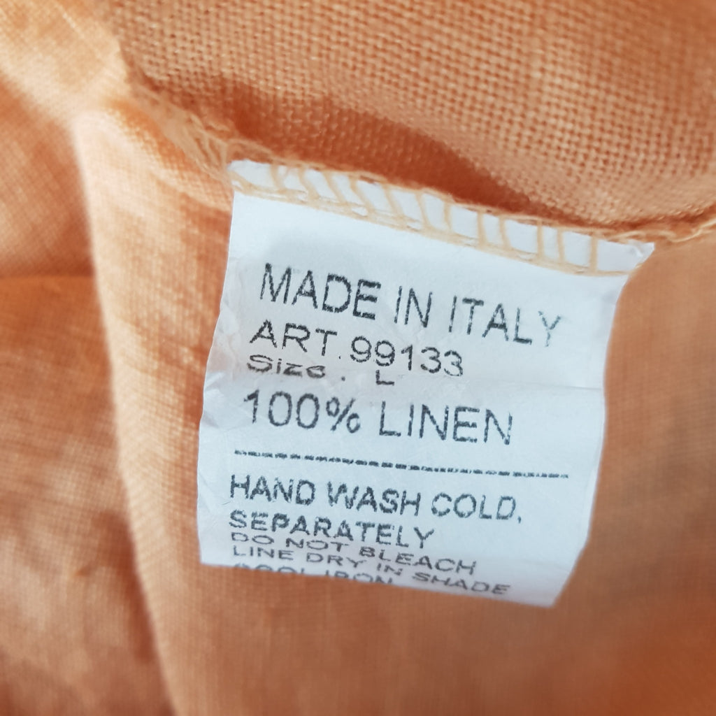 Viola Borghi 100% Linen Orange Casual Summer Blouse Top Large Made in Italy NWT