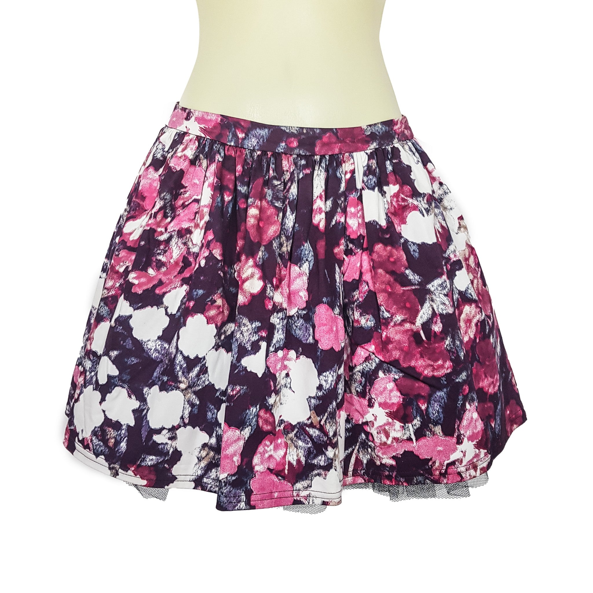 Oh My Love London Pink Purple Floral Layered Puffy Flare Skirt Party XS New NWT