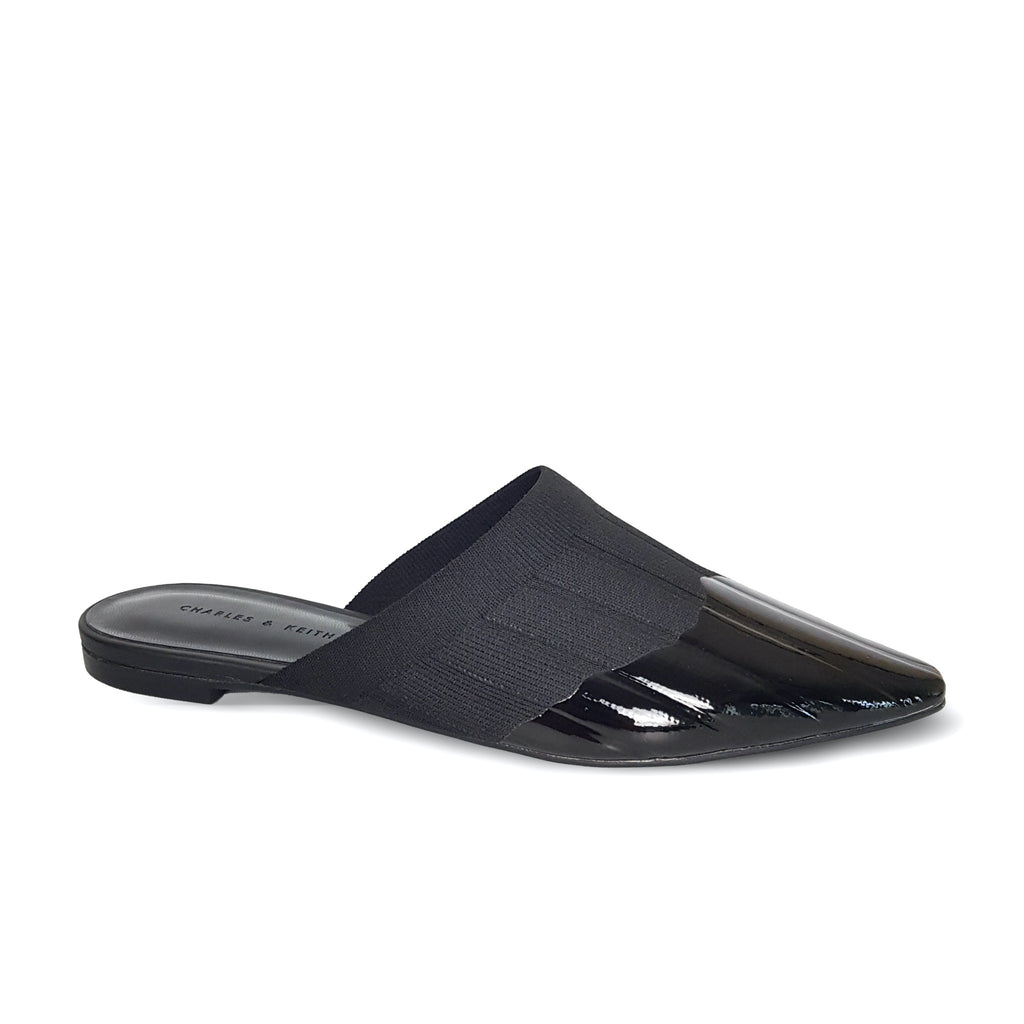 Charles & Keith Formal Black Pointed Toe Womens Flat Mules Sandals Size 35 US 4