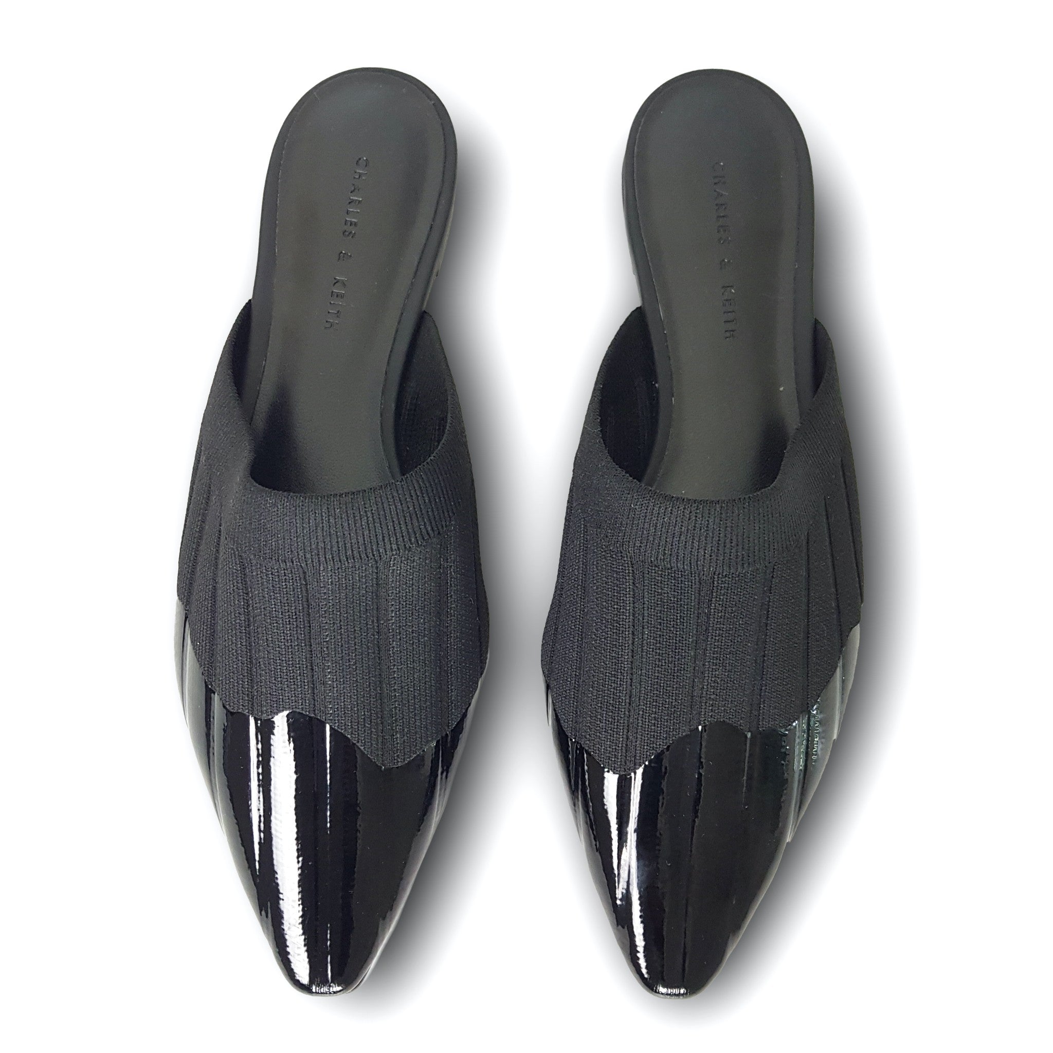 Charles & Keith Formal Black Pointed Toe Womens Flat Mules Sandals Size 35 US 4