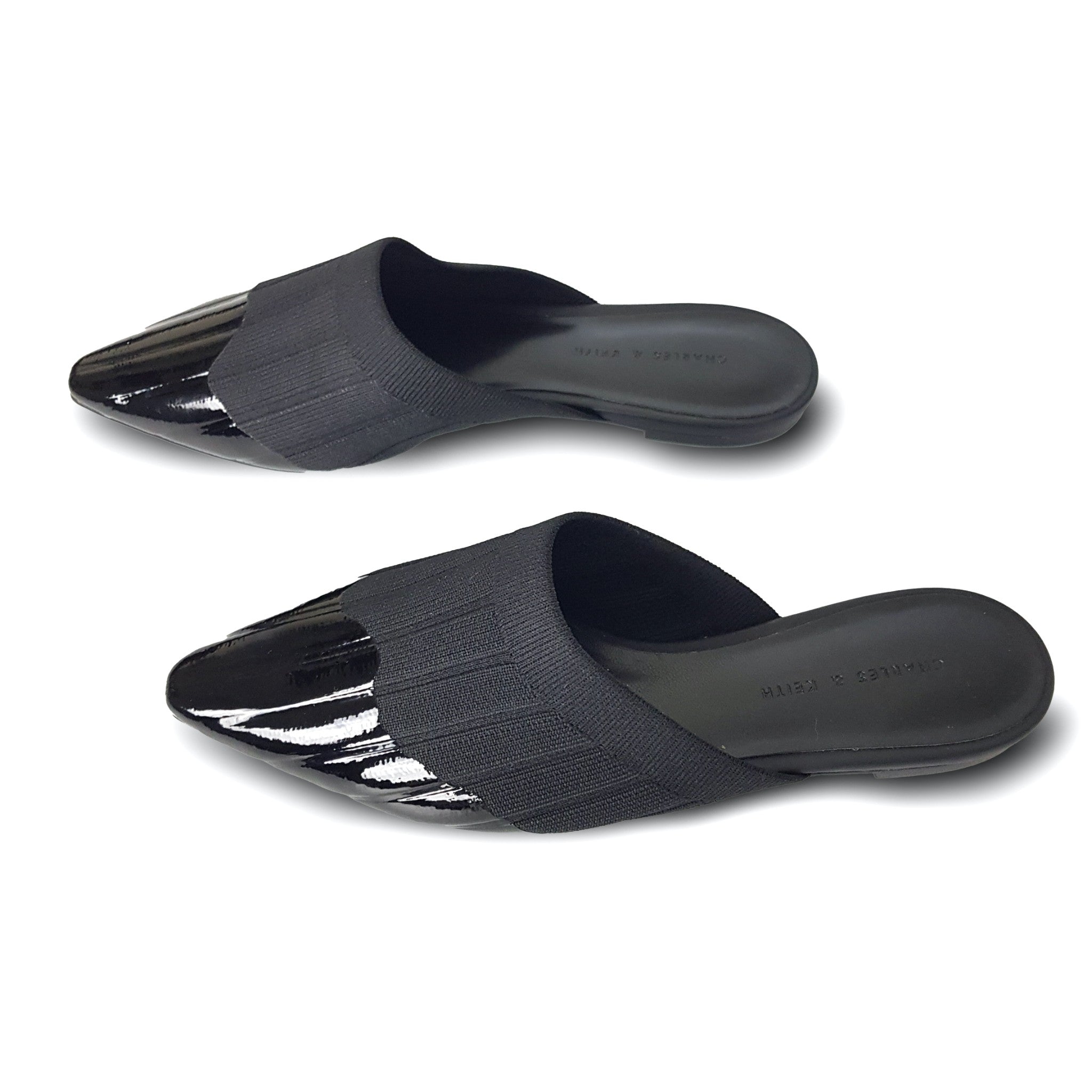 Charles & Keith Formal Black Pointed Toe Womens Flat Mules Sandals Size 35 US 4