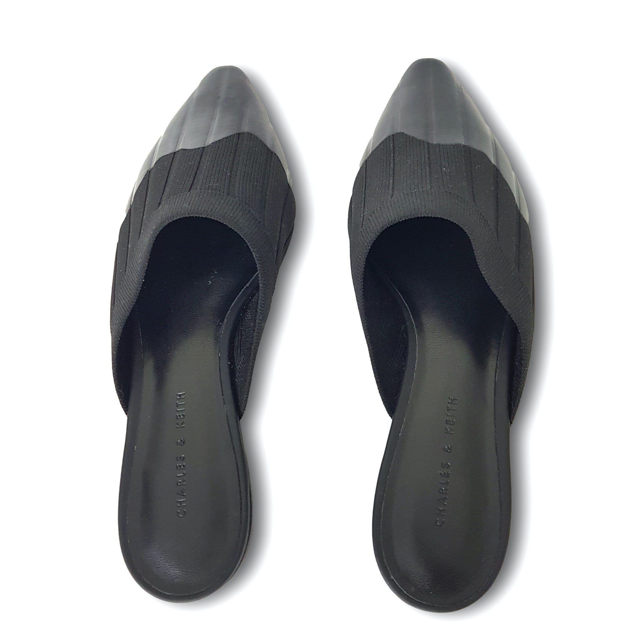 Charles & Keith Formal Black Pointed Toe Womens Flat Mules Sandals Size 35 US 4