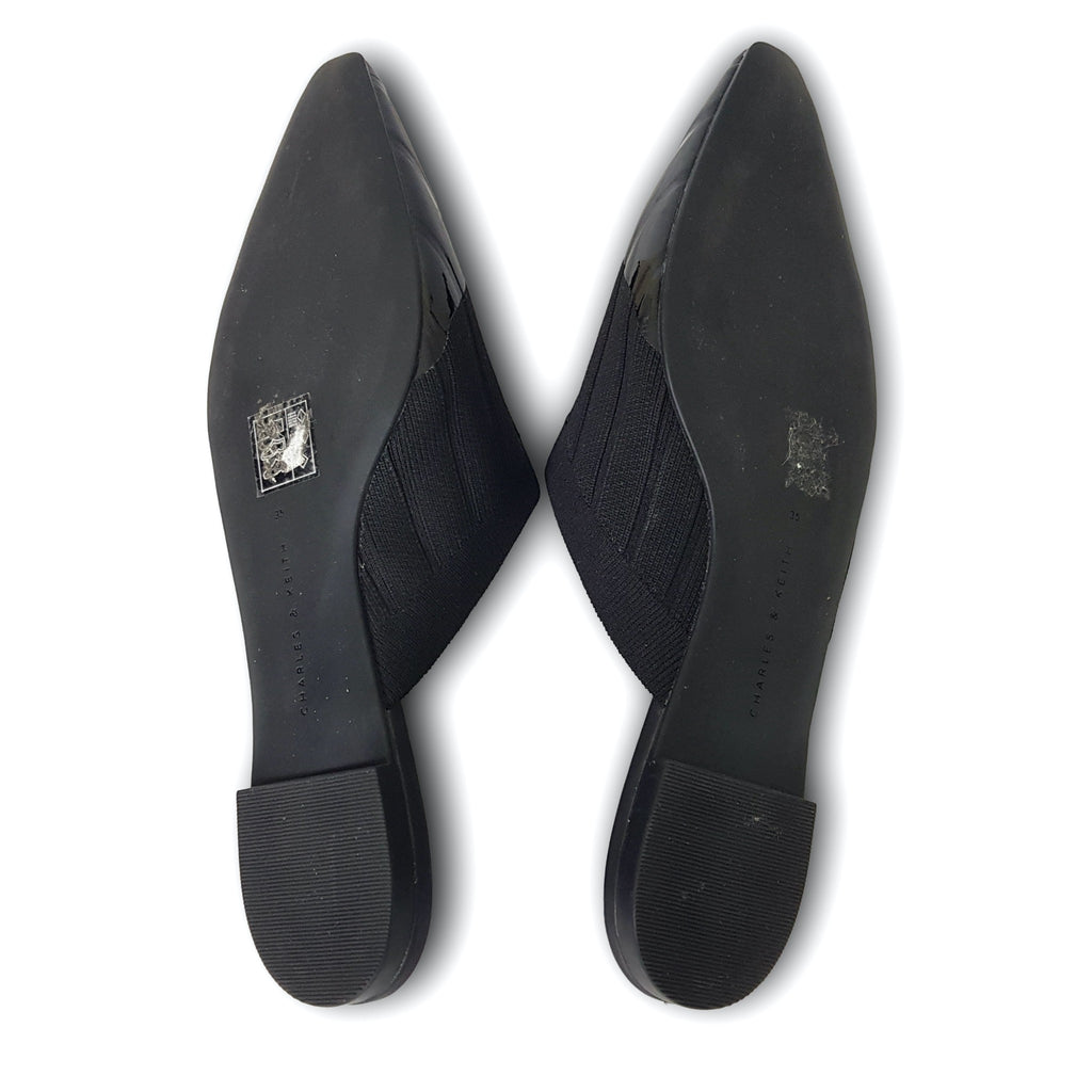 Charles & Keith Formal Black Pointed Toe Womens Flat Mules Sandals Size 35 US 4