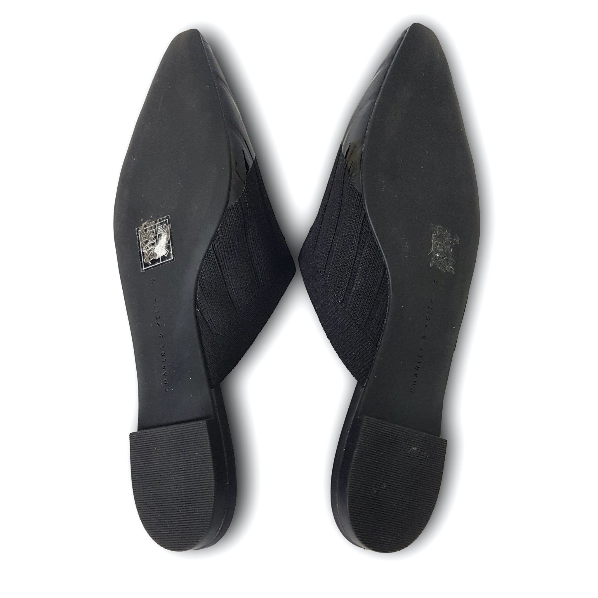 Charles & Keith Formal Black Pointed Toe Womens Flat Mules Sandals Size 35 US 4