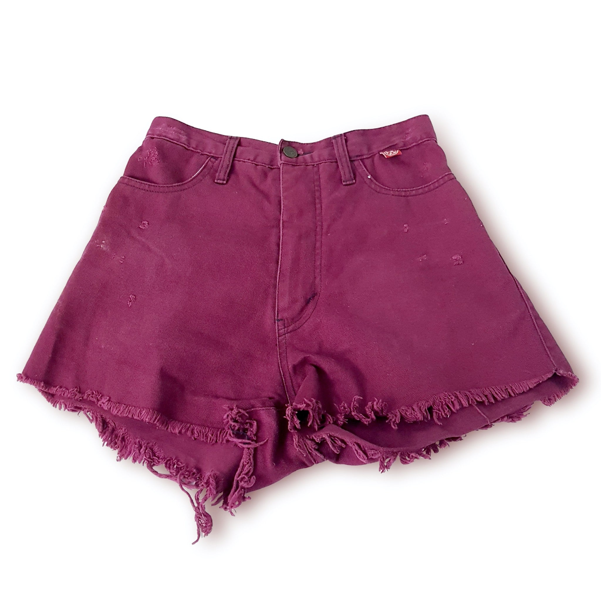 Provocator Relaxed Burgundy Red Maroon Raw Hem High Waist Denim Shorts Size 10 M