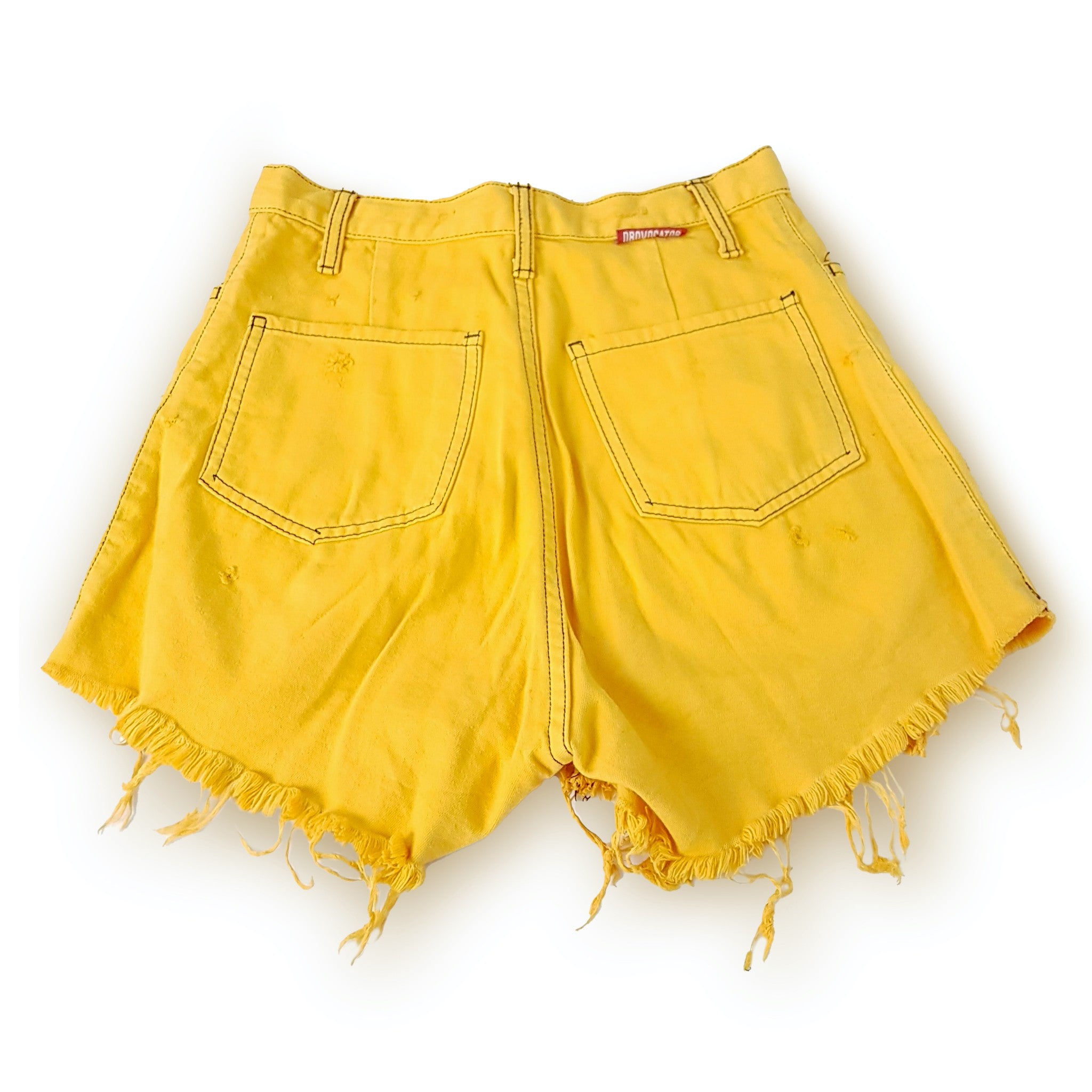 Provocator Relaxed Mustard Yellow Raw Hem Women's High Waist Denim Shorts 10 M