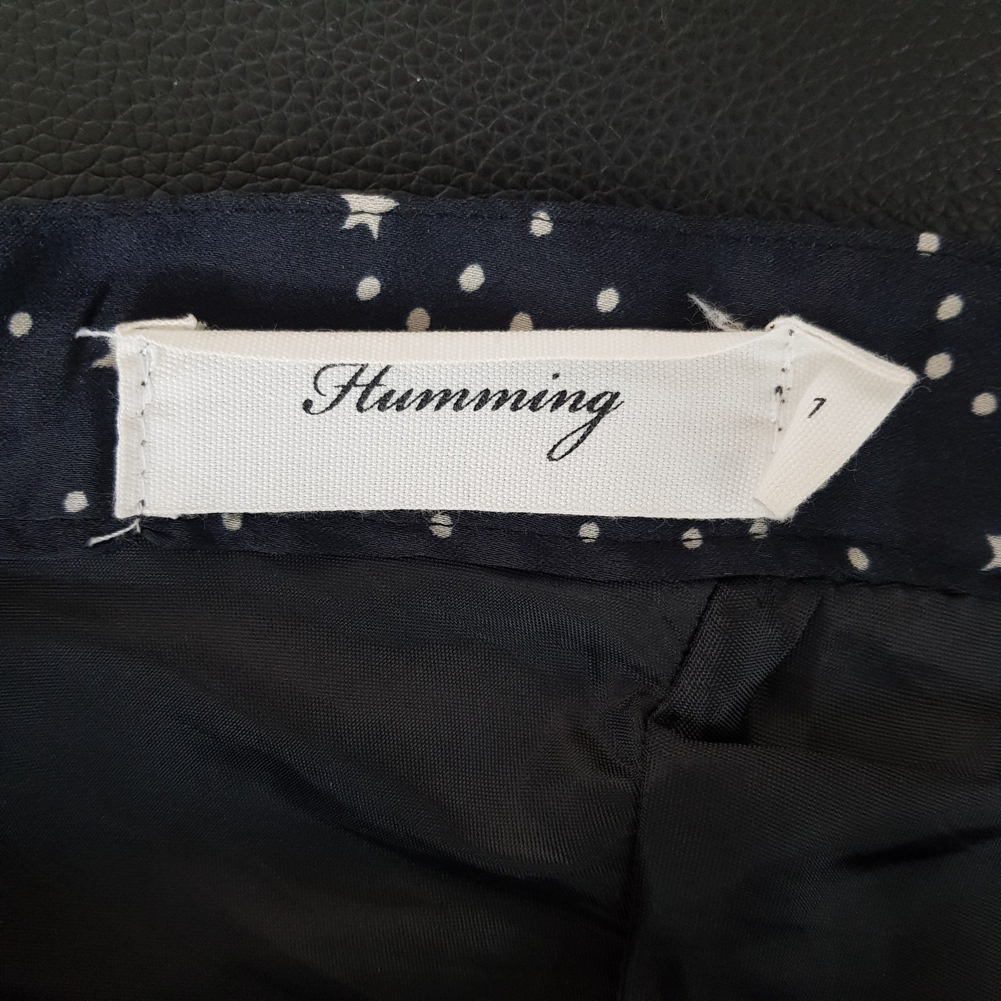 Humming Satin Skater Skirt XXS Navy Blue Stars Dots Women's Flare Flowy Mini