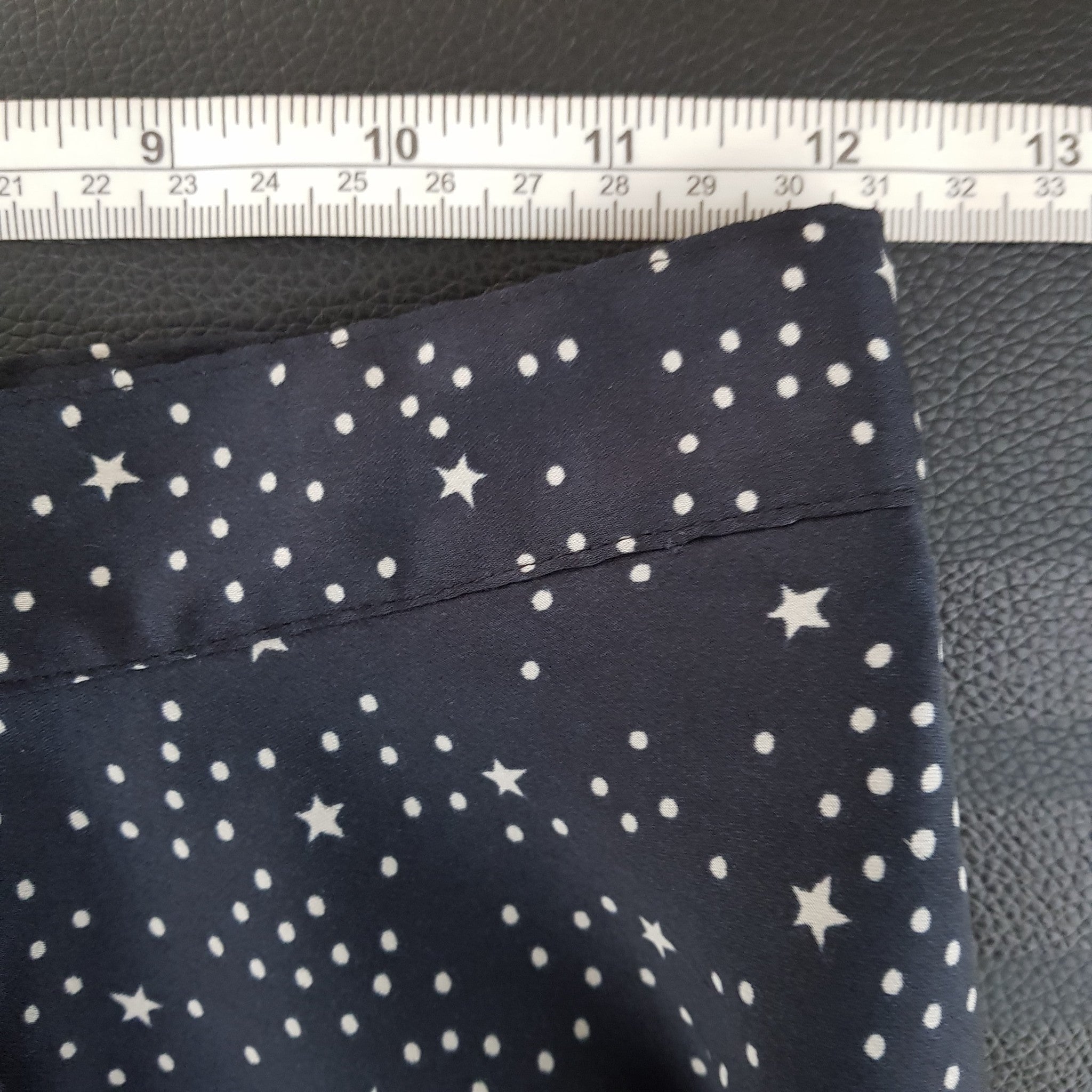 Humming Satin Skater Skirt XXS Navy Blue Stars Dots Women's Flare Flowy Mini