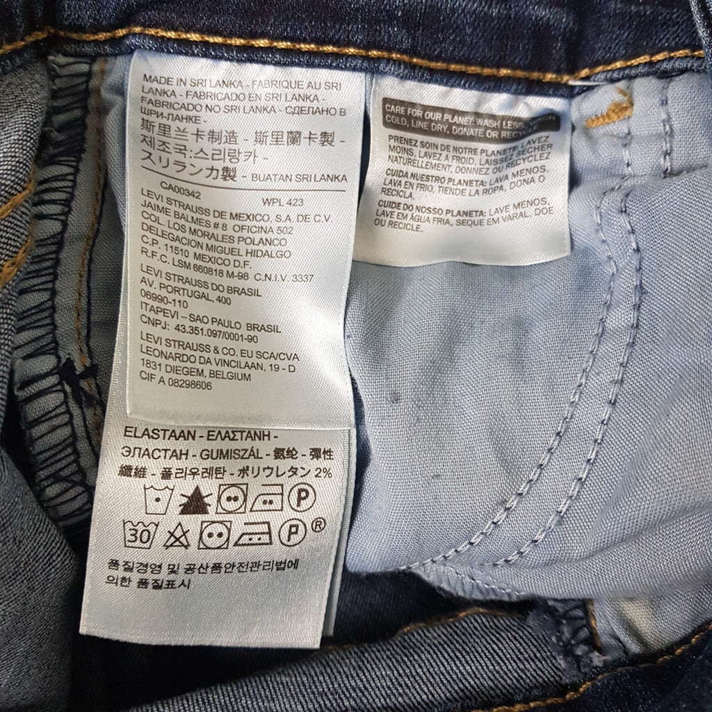 Levi's 710 W25 Super Skinny Denim Jeans Petite Teens Mid-Blue Wash Distressed