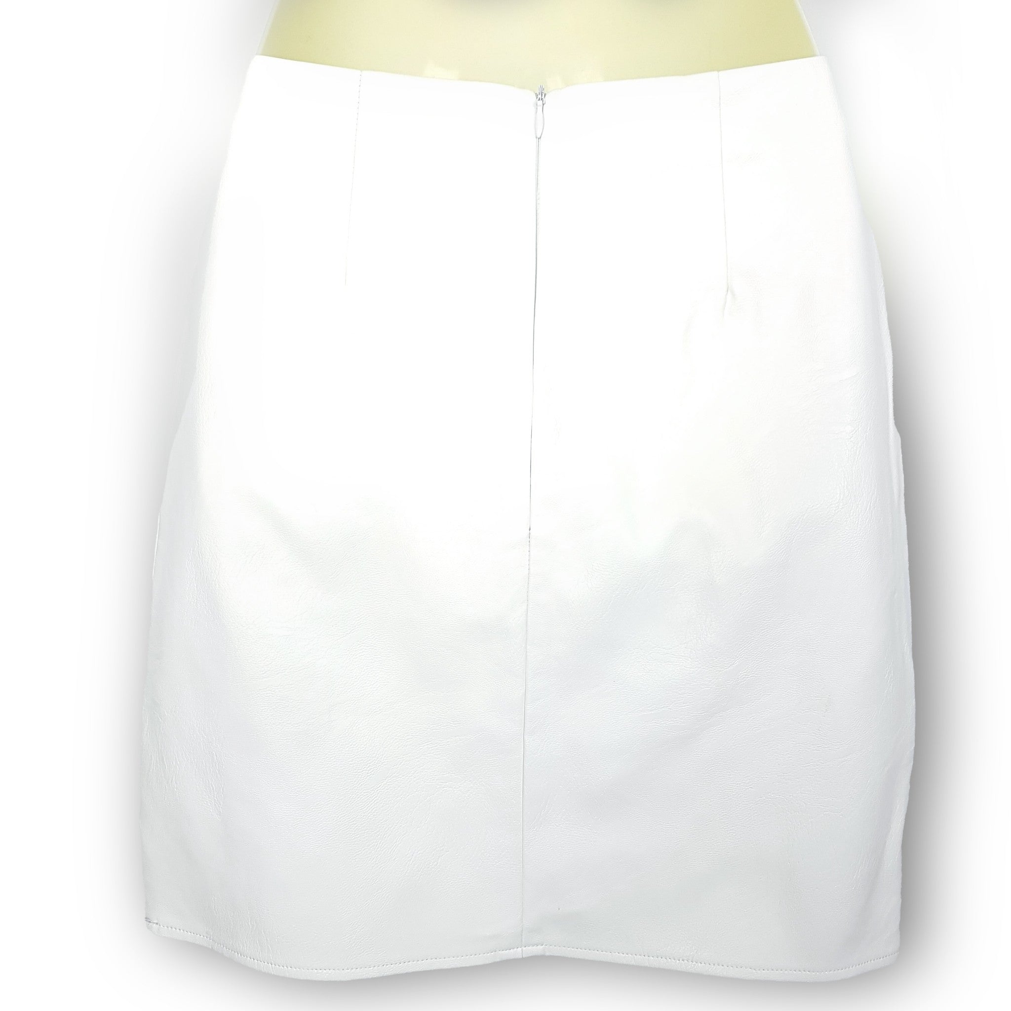 Missguided Women's White Faux Leather Mini Skirt Braided Lace Up Detail Size 8 S