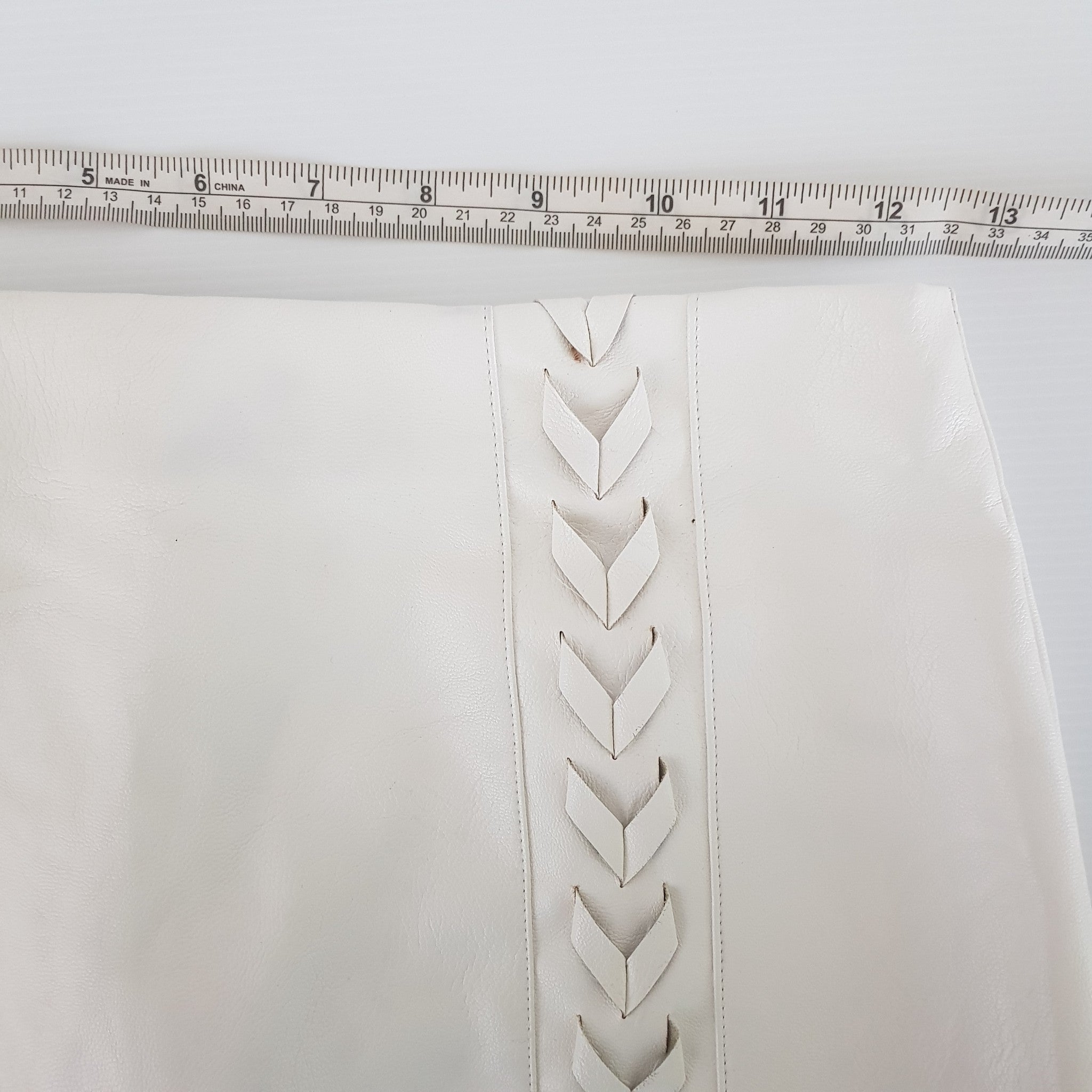 Missguided Women's White Faux Leather Mini Skirt Braided Lace Up Detail Size 8 S