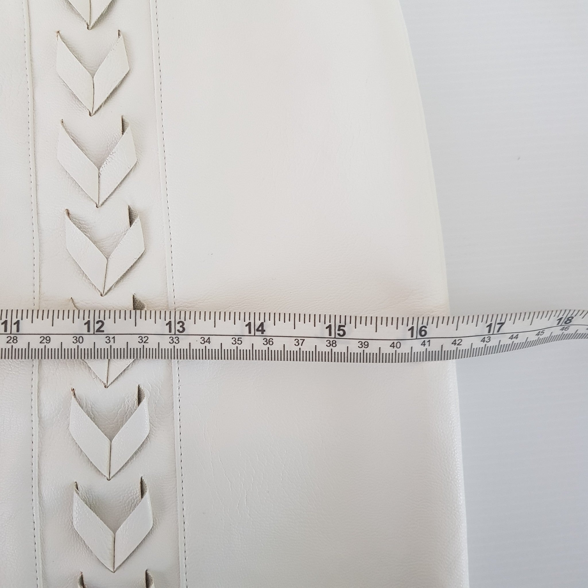 Missguided Women's White Faux Leather Mini Skirt Braided Lace Up Detail Size 8 S