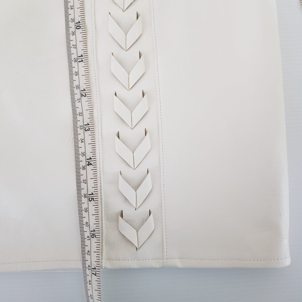 Missguided Women's White Faux Leather Mini Skirt Braided Lace Up Detail Size 8 S