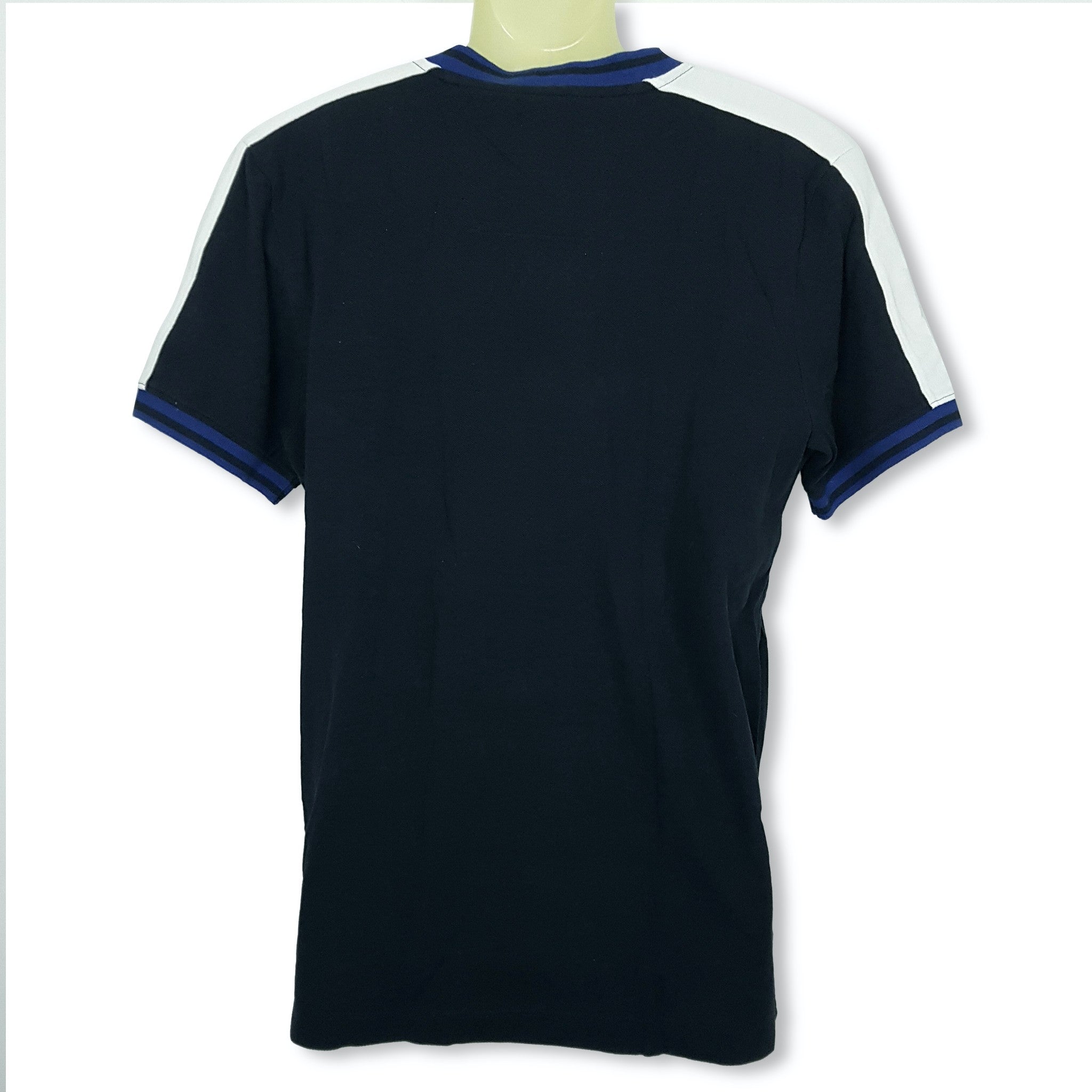 Nautica Casual Navy Blue White Short Sleeve Men's Collared Polo Shirt Top Medium