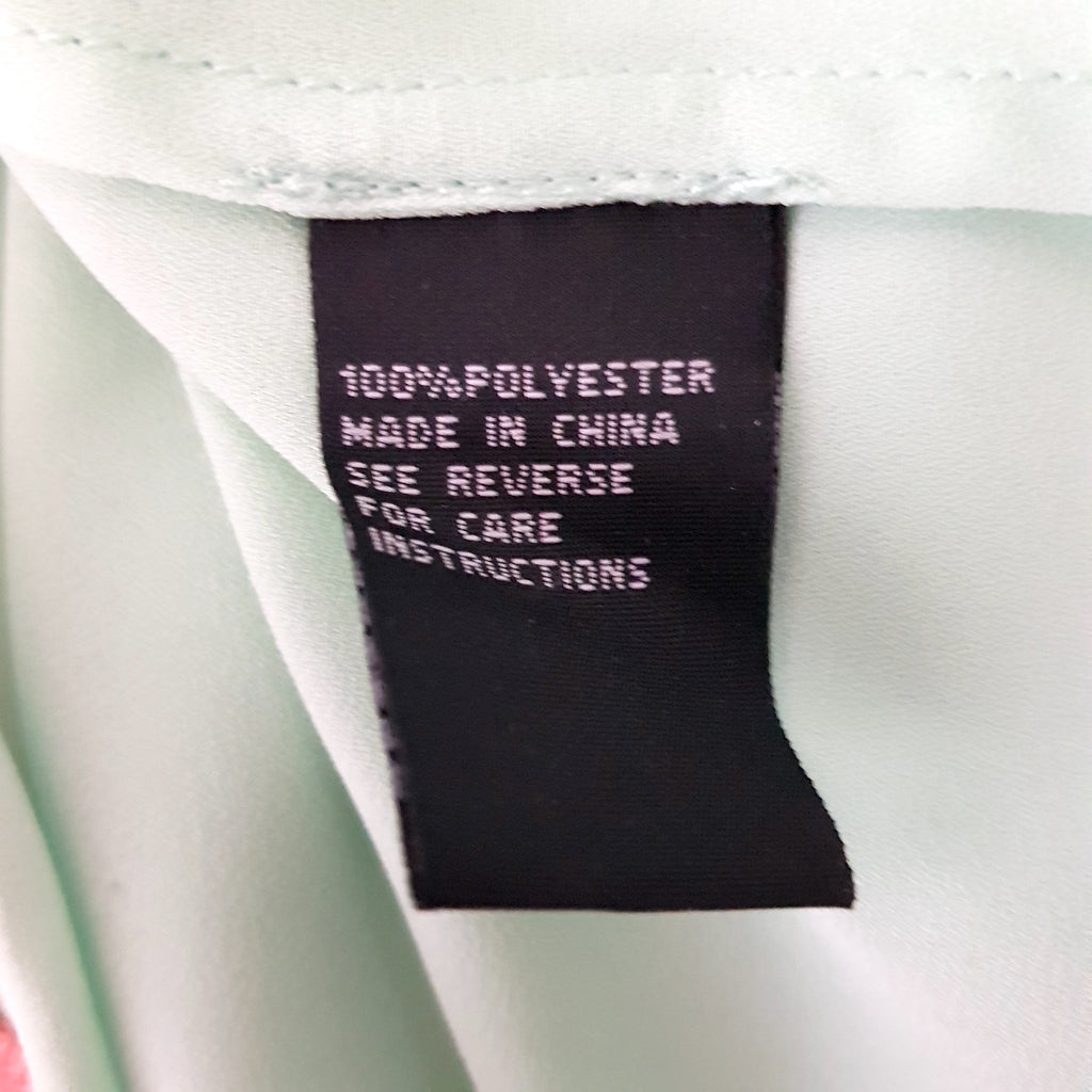 Sportsgirl Coral Pink Green Short Sleeve Women's Collared Blouse Top Button 8
