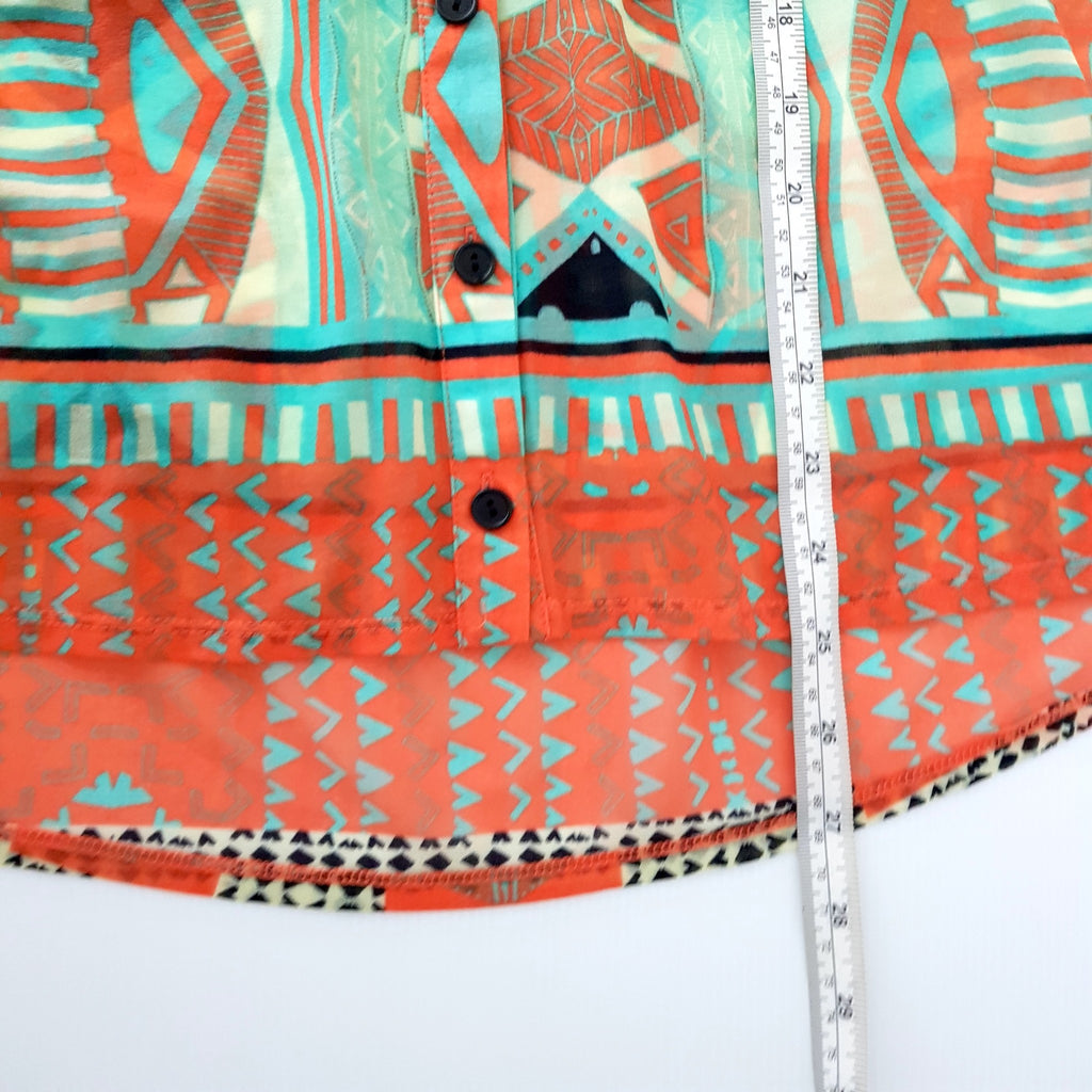 Sportsgirl Funky Aztec Retro Multicolour Sleeveless Button Women's Blouse Top S